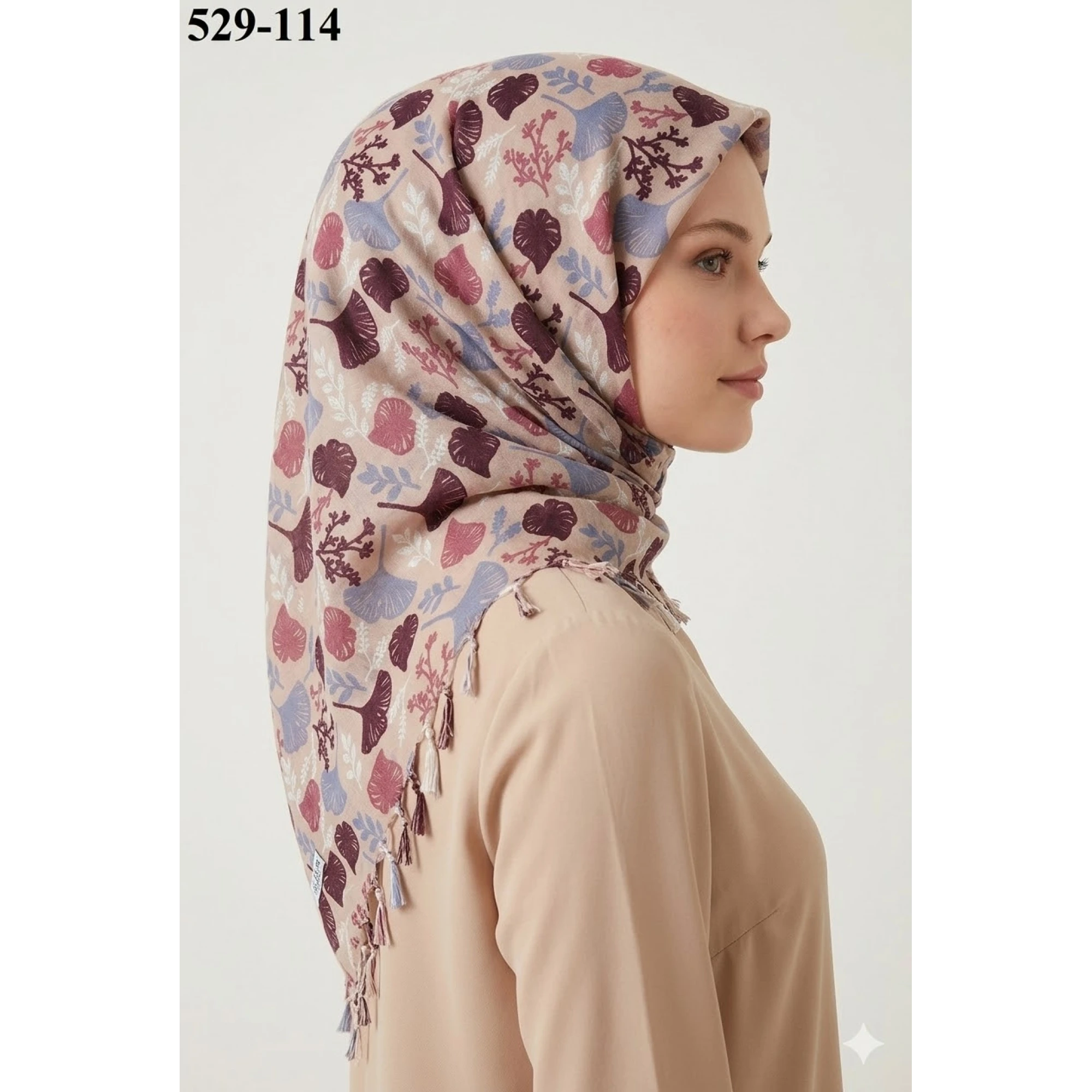 Dolce Life Desenli Sökme Boncuklu Eşarp 529-114