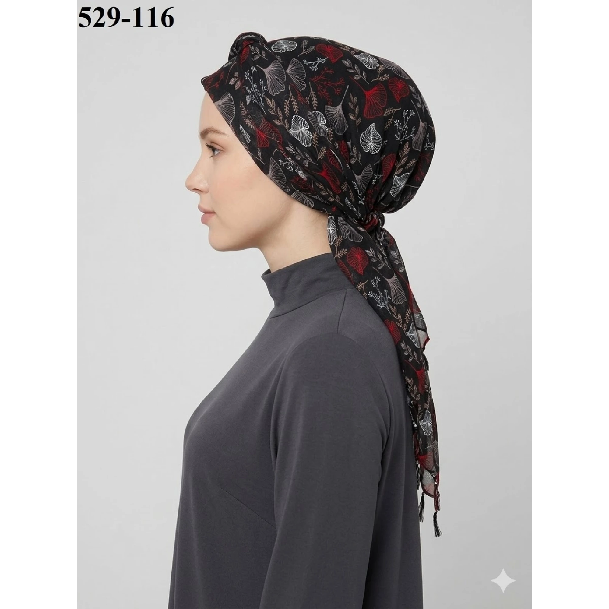 Dolce Life Desenli Sökme Boncuklu Eşarp 529-116