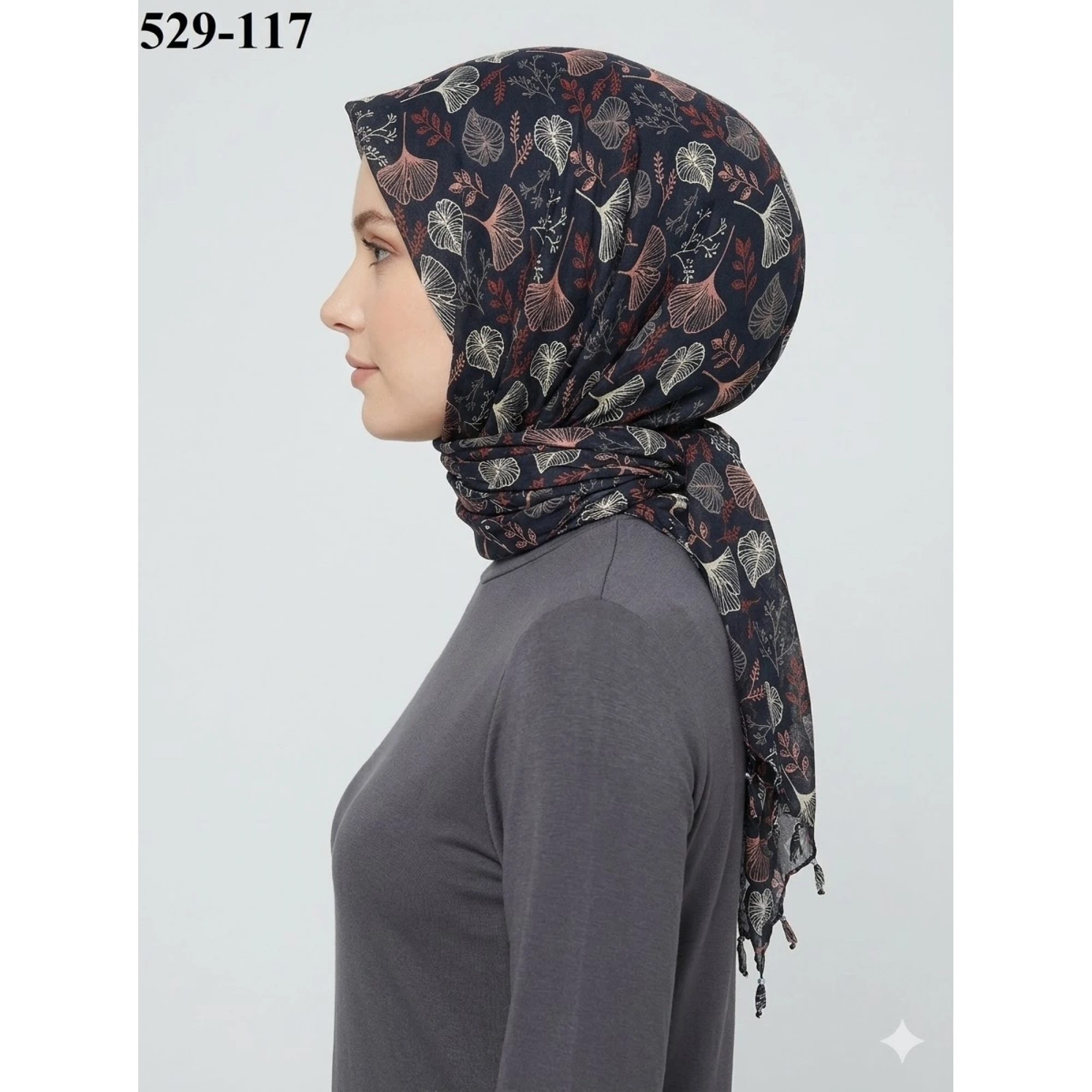 Dolce Life Desenli Sökme Boncuklu Eşarp 529-117