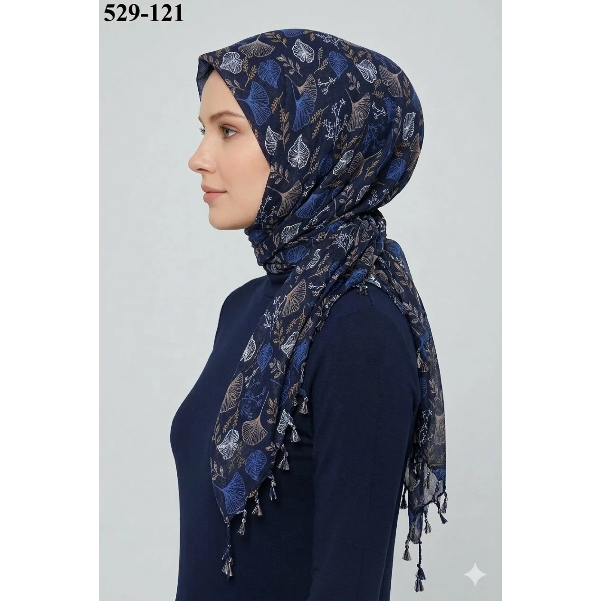 Dolce Life Desenli Sökme Boncuklu Eşarp 529-121