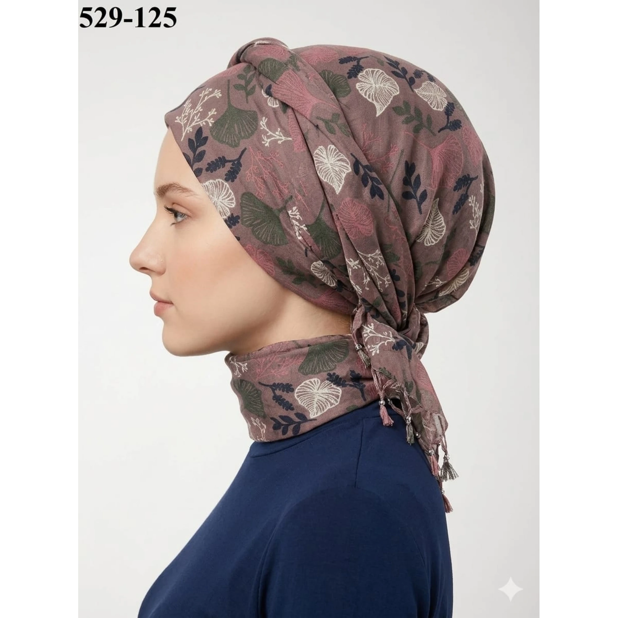 Dolce Life Desenli Sökme Boncuklu Eşarp 529-125