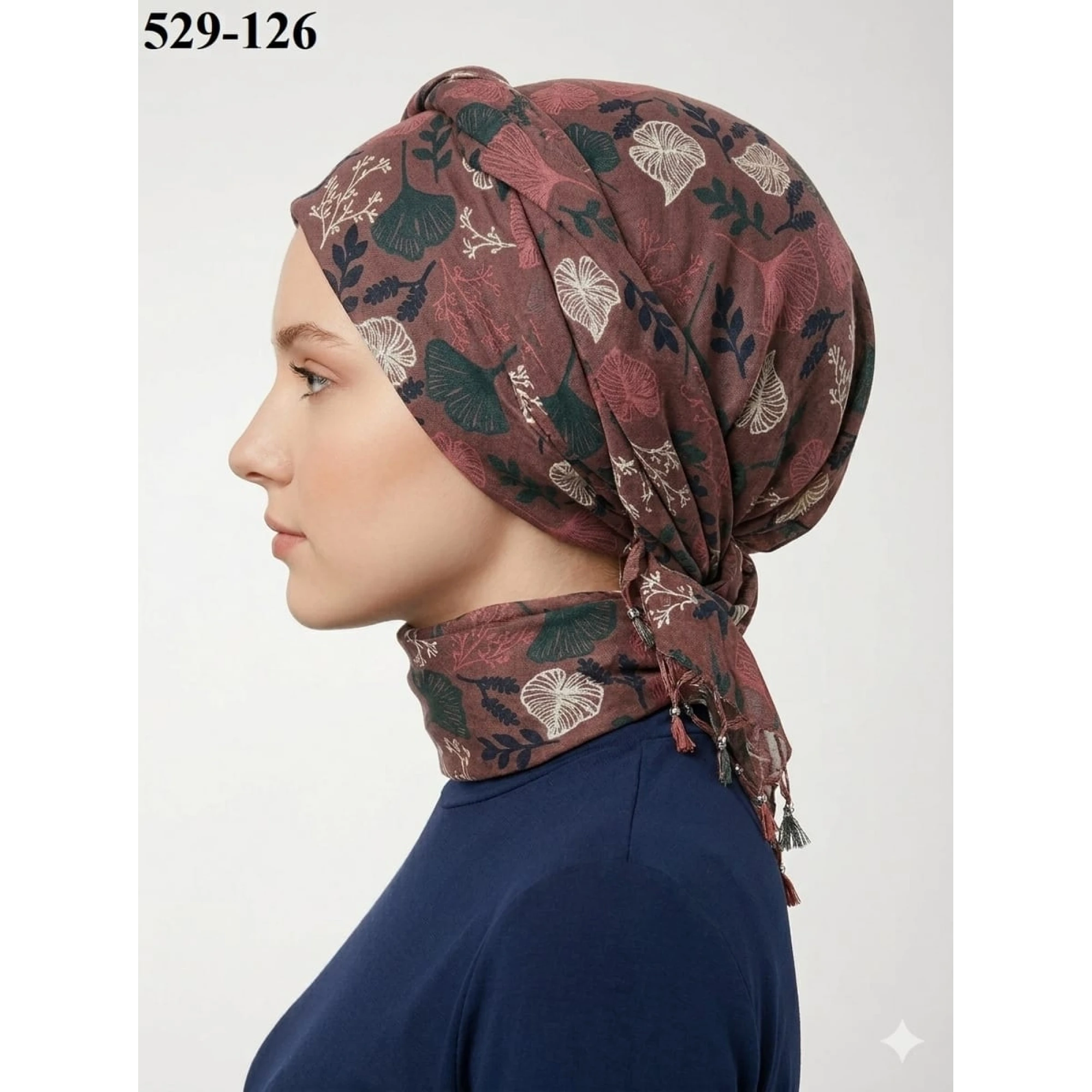 Dolce Life Desenli Sökme Boncuklu Eşarp 529-126