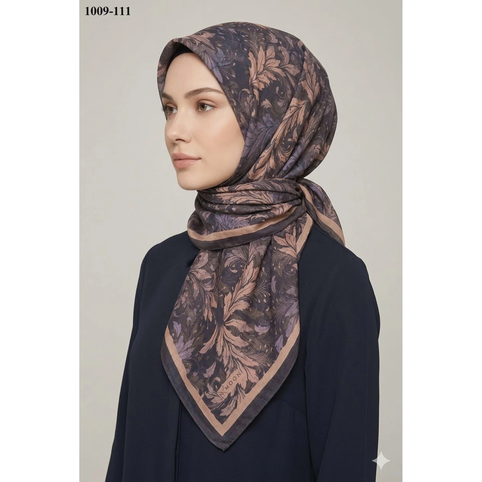 Moon Scarf Desenli Bambu Pamuk Eşarp 1009-111
