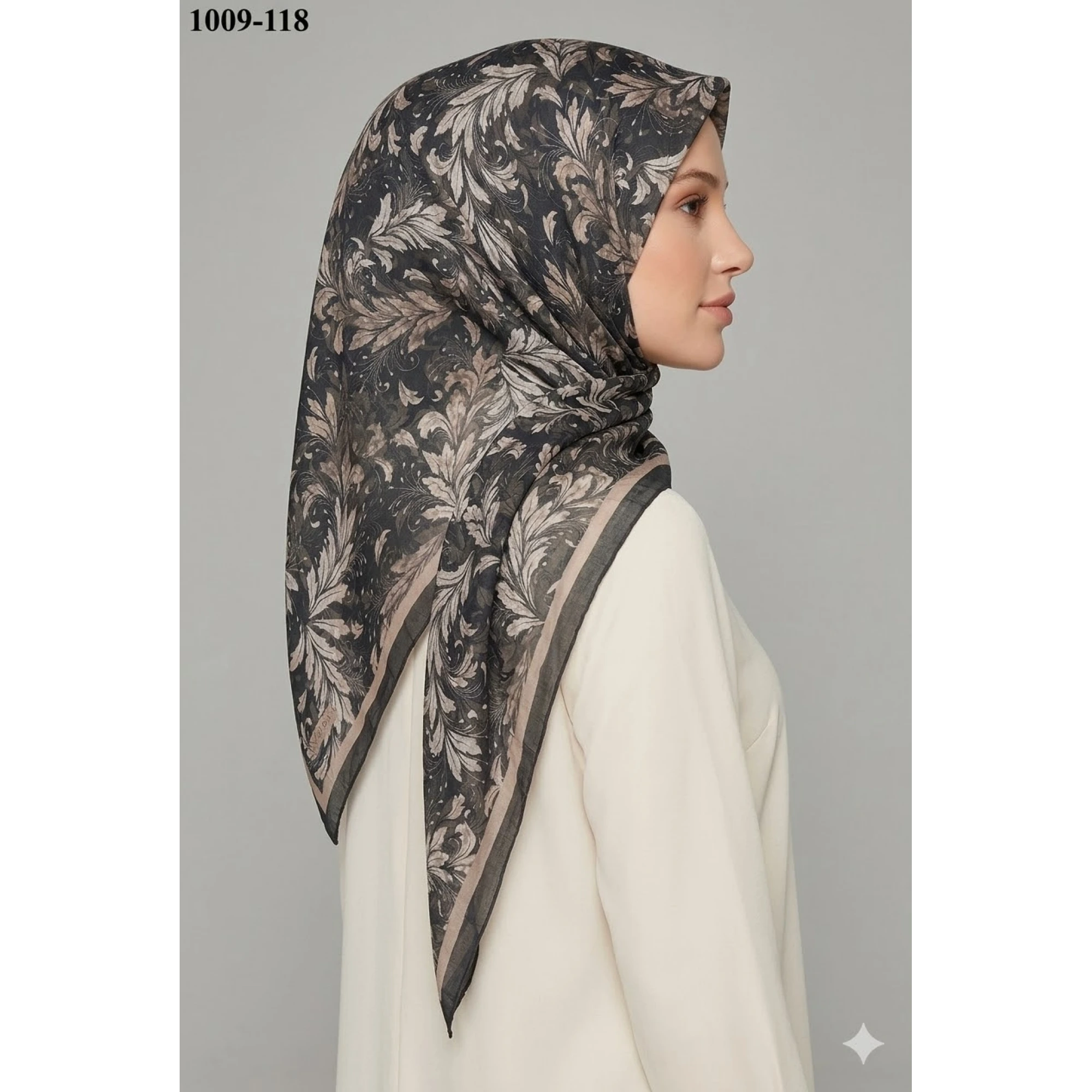 Moon Scarf Desenli Bambu Pamuk Eşarp 1009-118