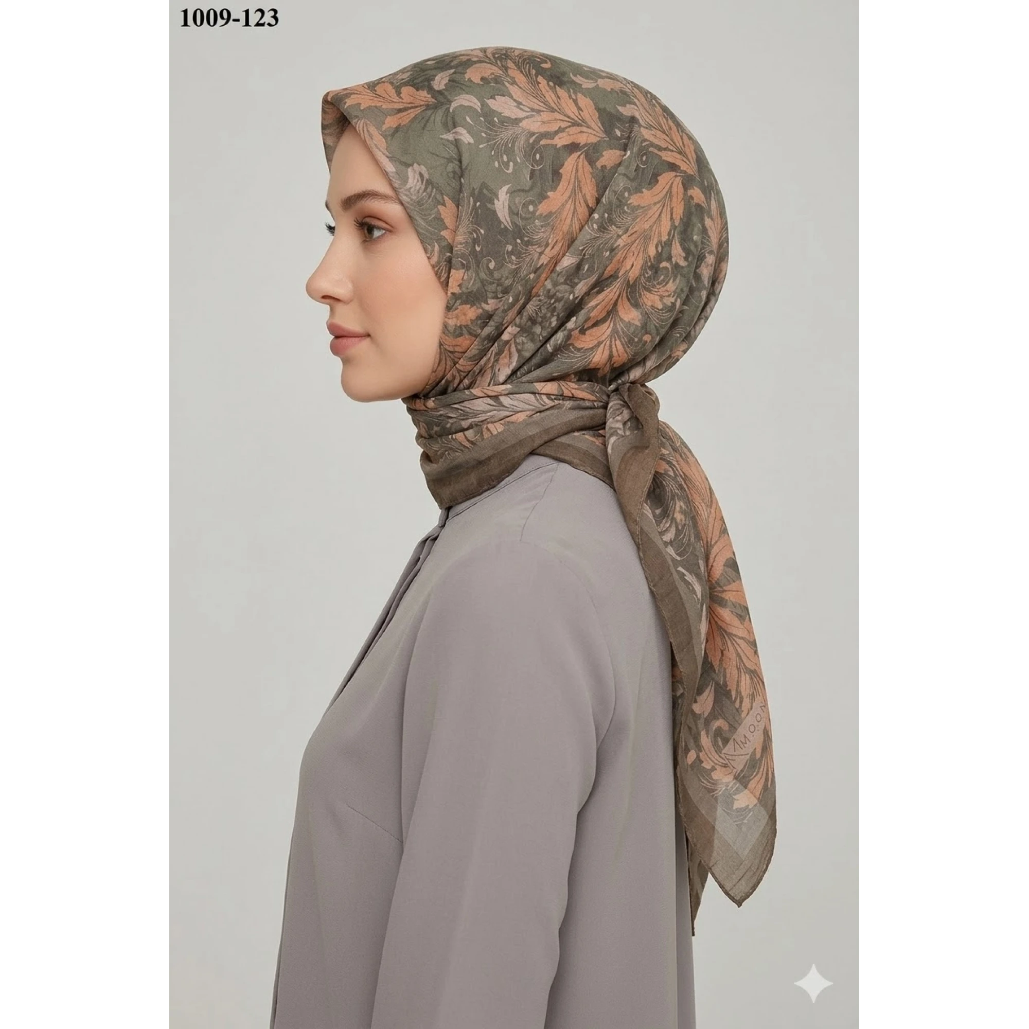 Moon Scarf Desenli Bambu Pamuk Eşarp 1009-123