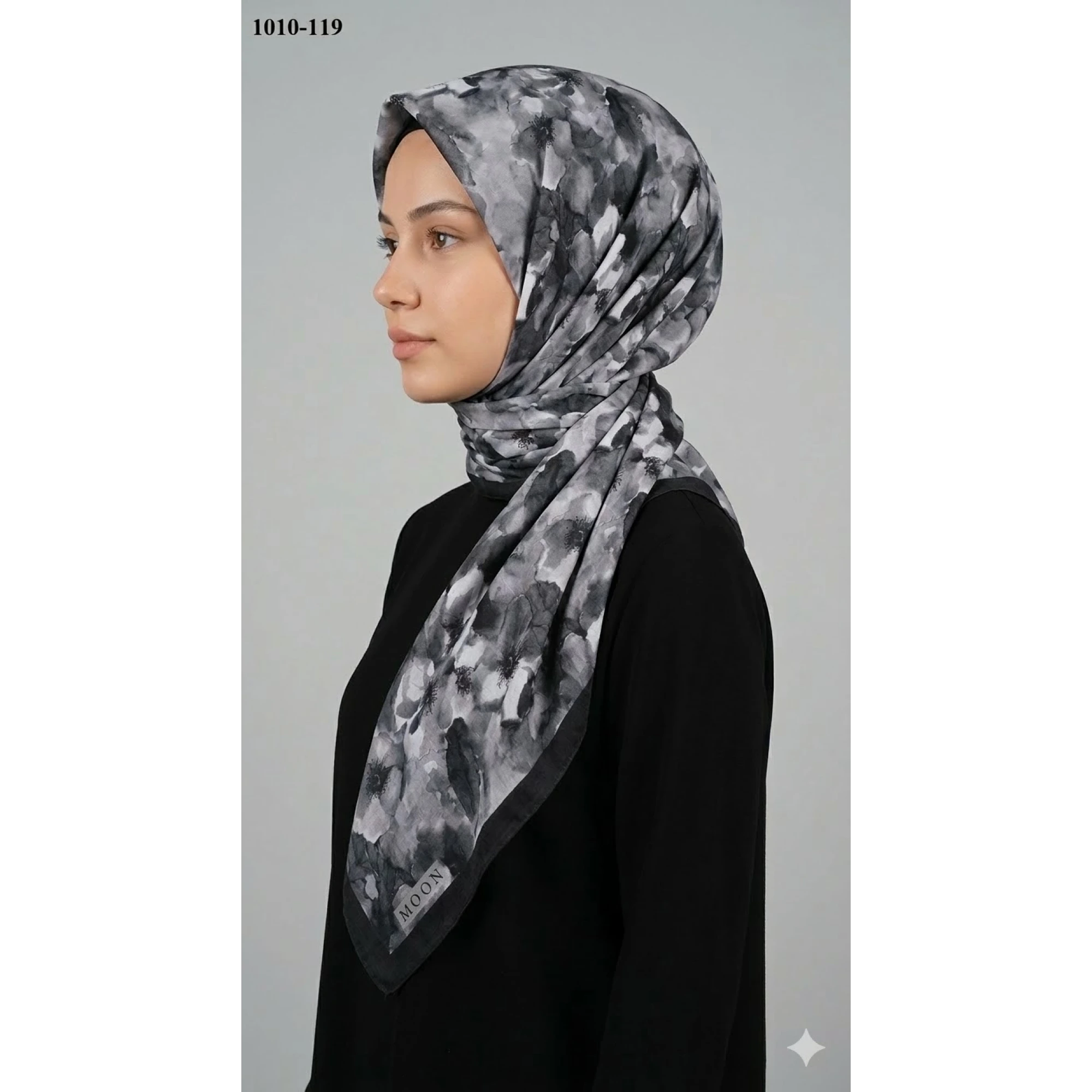Moon Scarf Desenli Bambu Pamuk Eşarp 1010-119