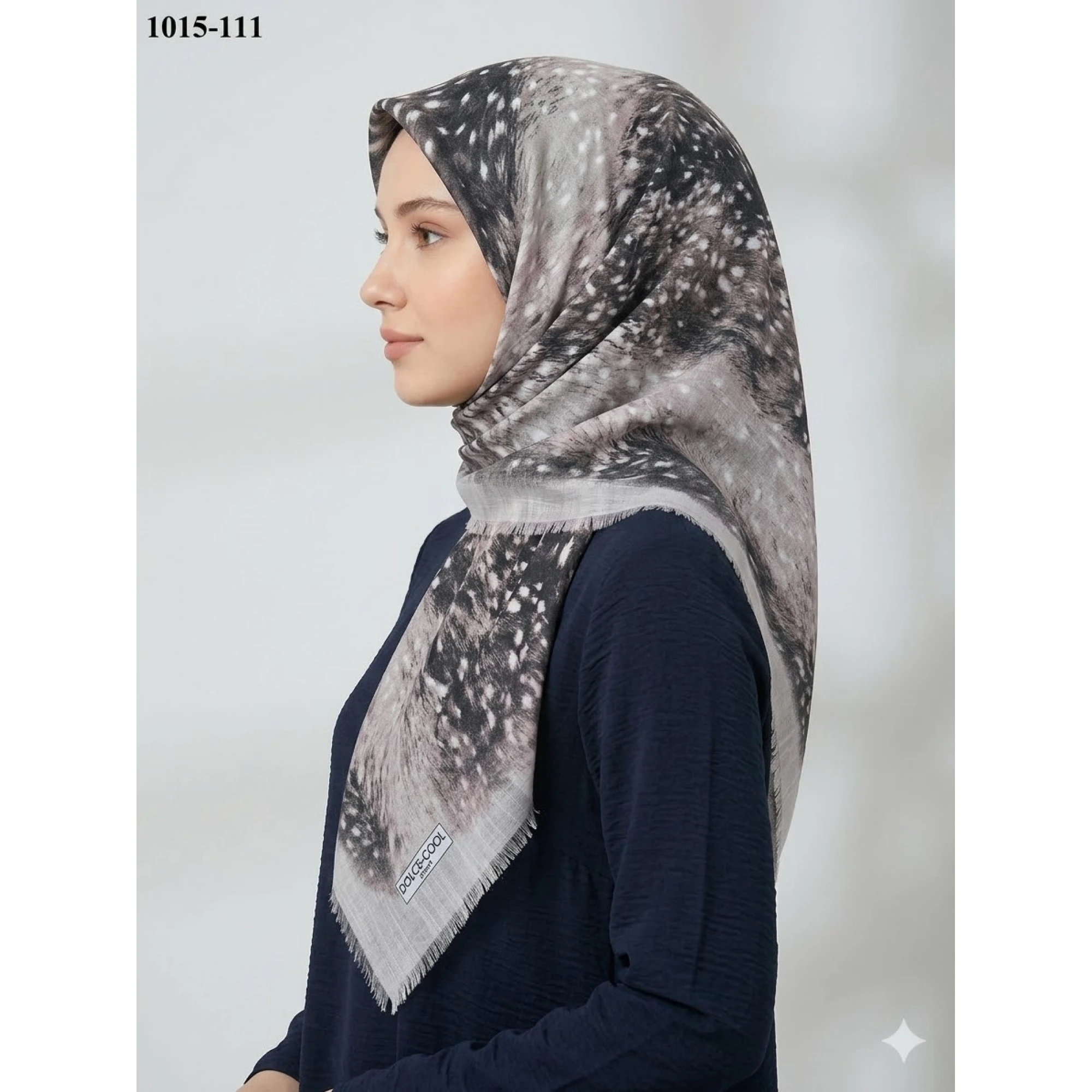 Dolce Cool Desenli Flamlı Pamuk Eşarp 1015-111