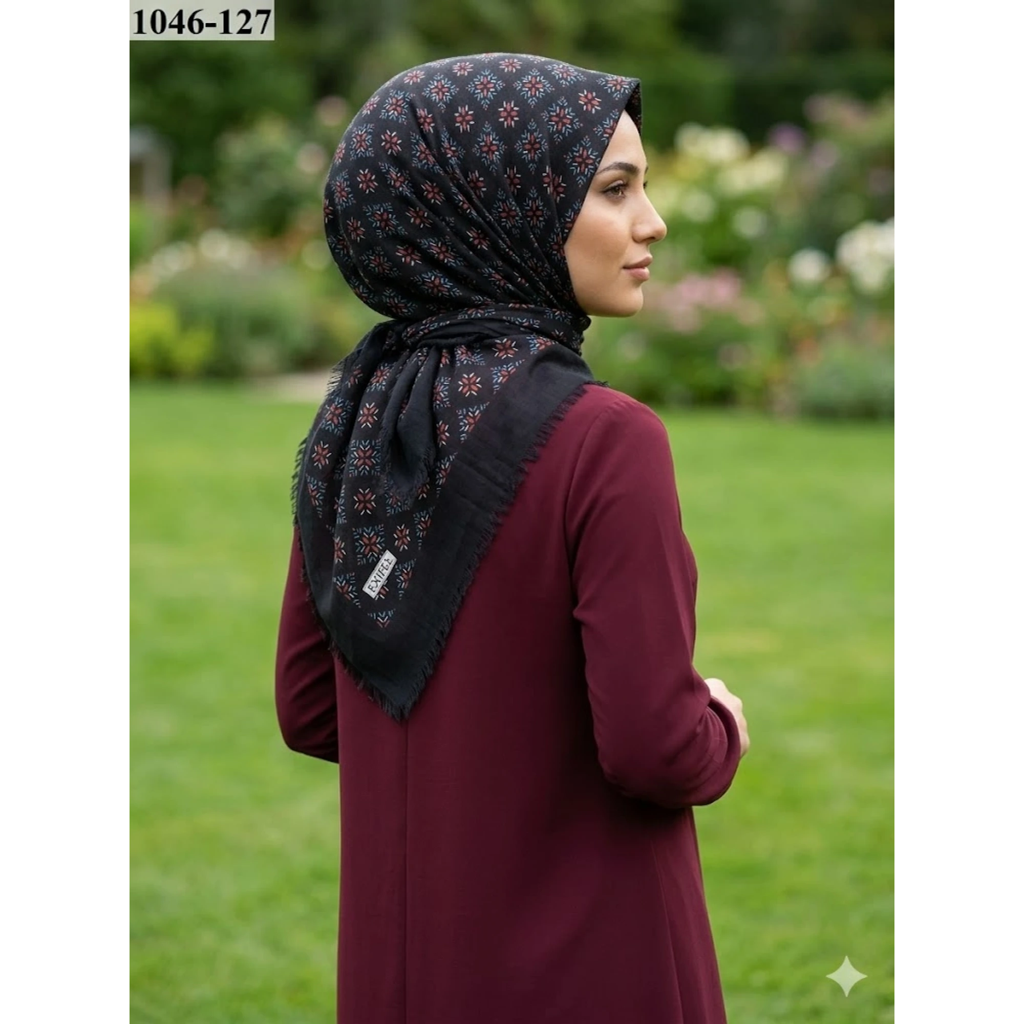 Eyfel Desenli Dimi Pamuk Eşarp 1046-127