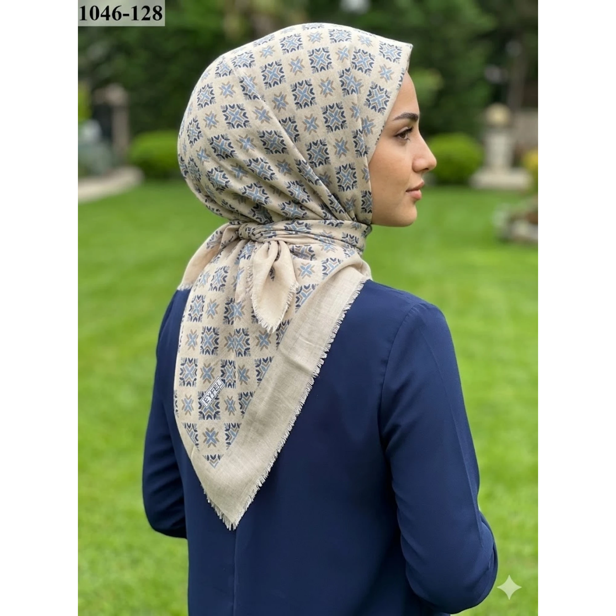 Eyfel Desenli Dimi Pamuk Eşarp 1046-128