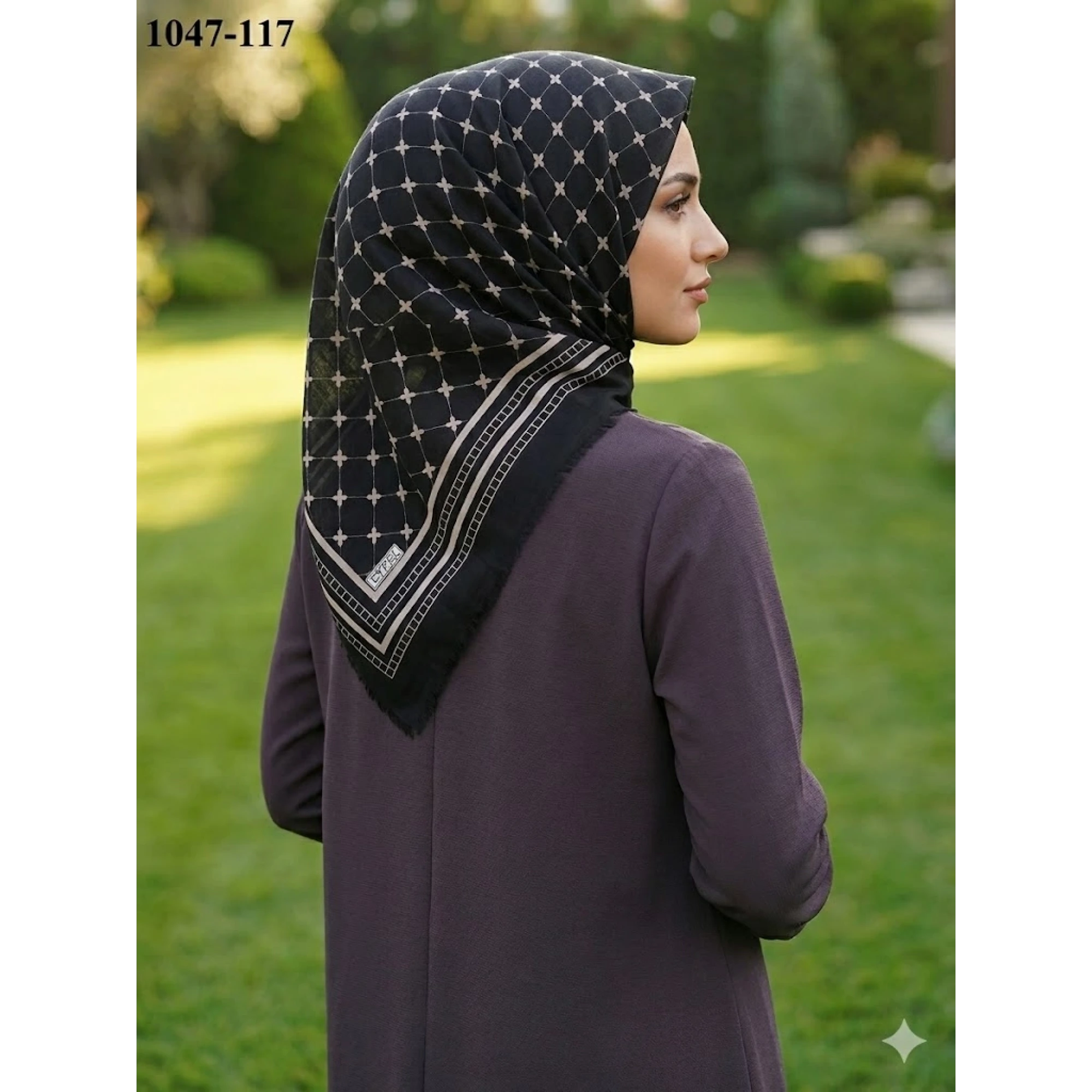 Eyfel Desenli Dimi Pamuk Eşarp 1047-117