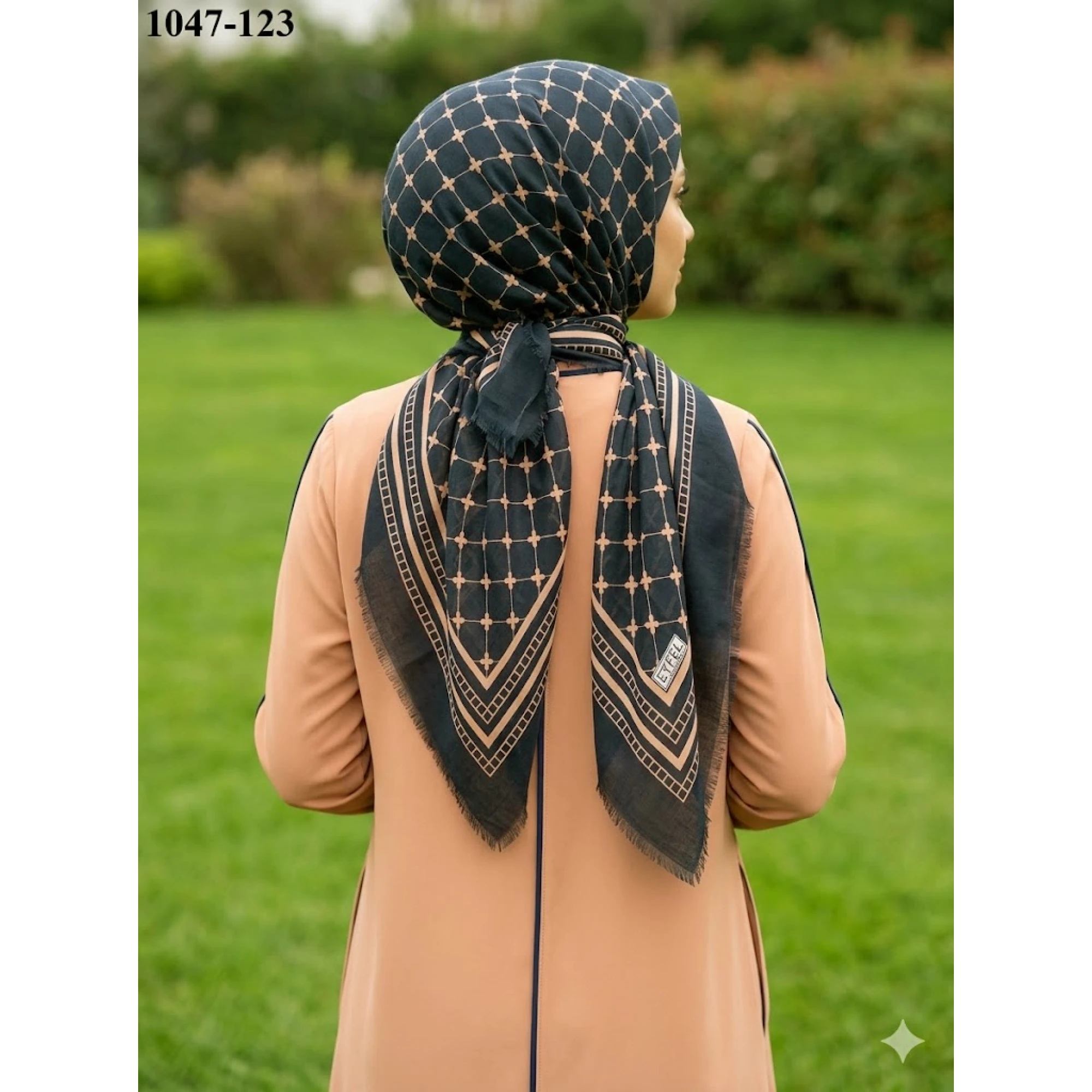 Eyfel Desenli Dimi Pamuk Eşarp 1047-123