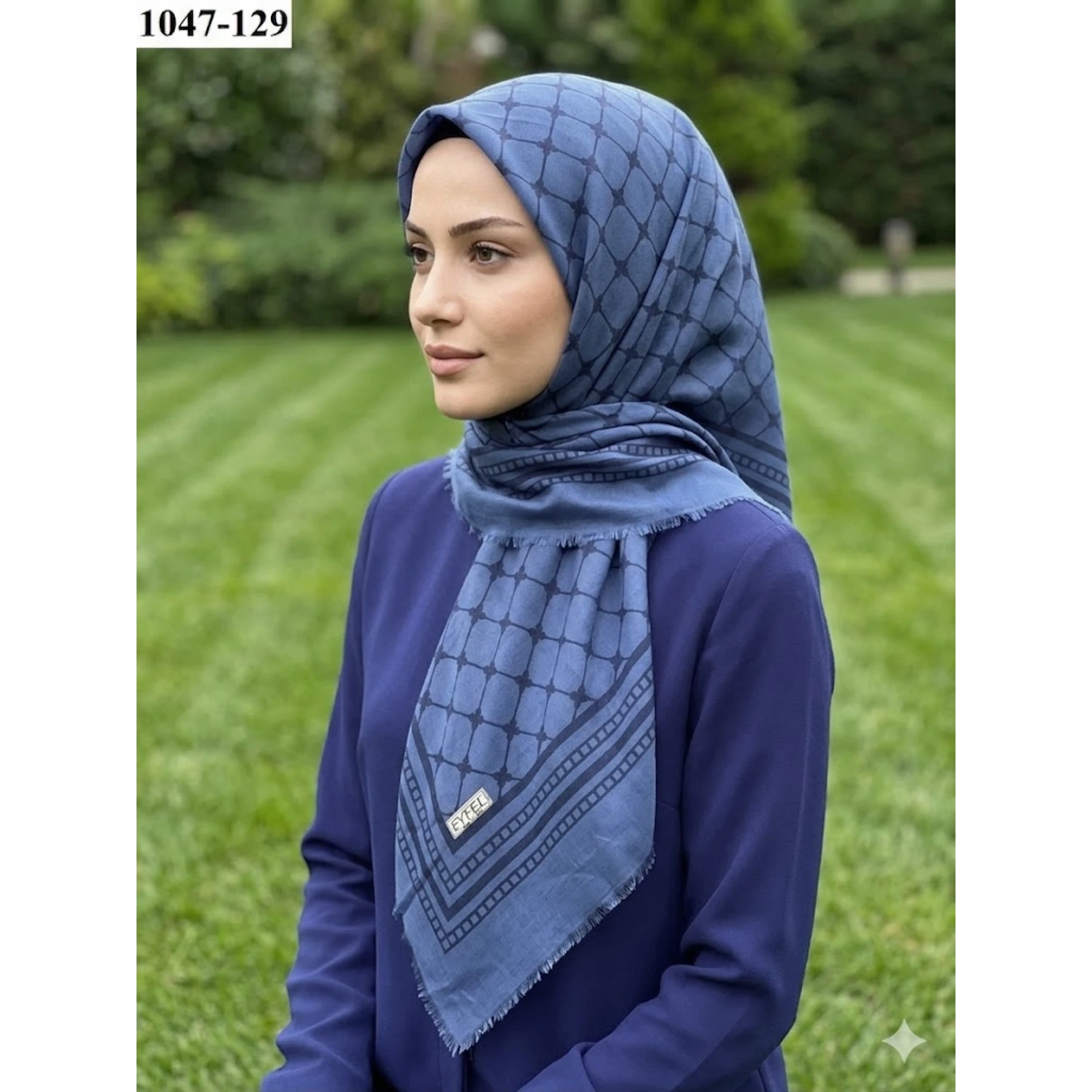 Eyfel Desenli Dimi Pamuk Eşarp 1047-129