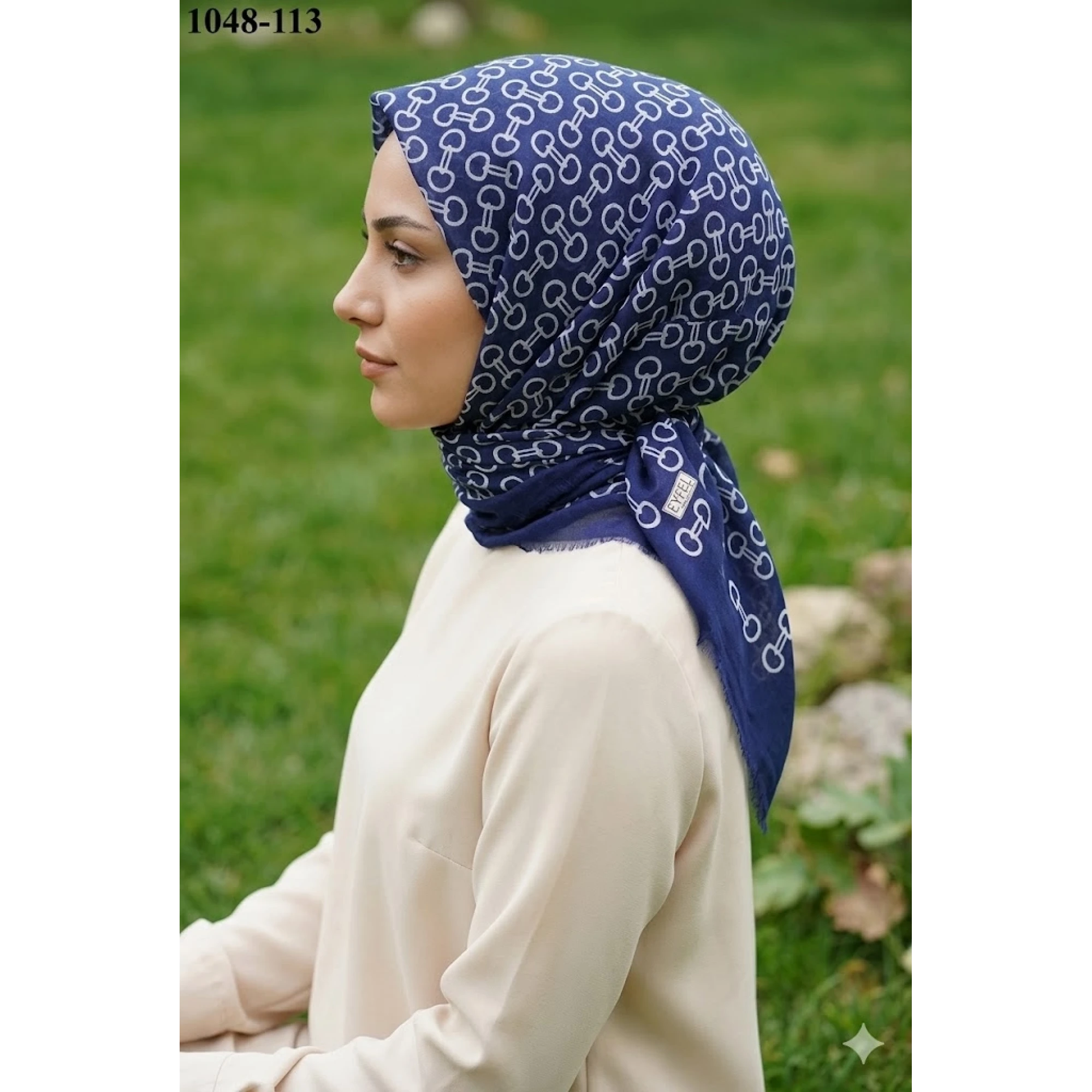 Eyfel Desenli Dimi Pamuk Eşarp 1048-113