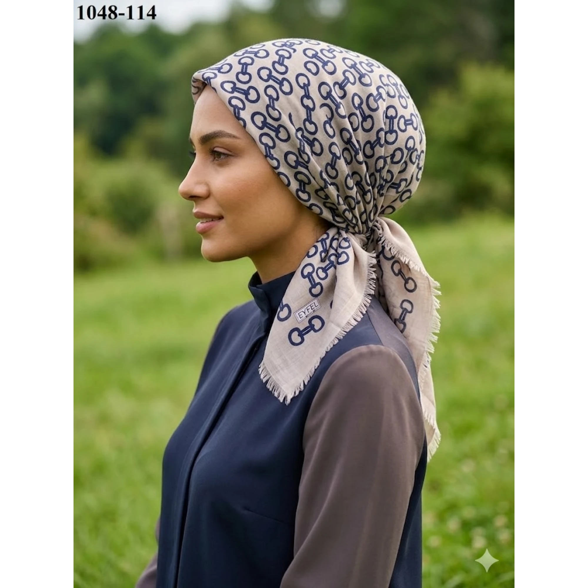 Eyfel Desenli Dimi Pamuk Eşarp 1048-114