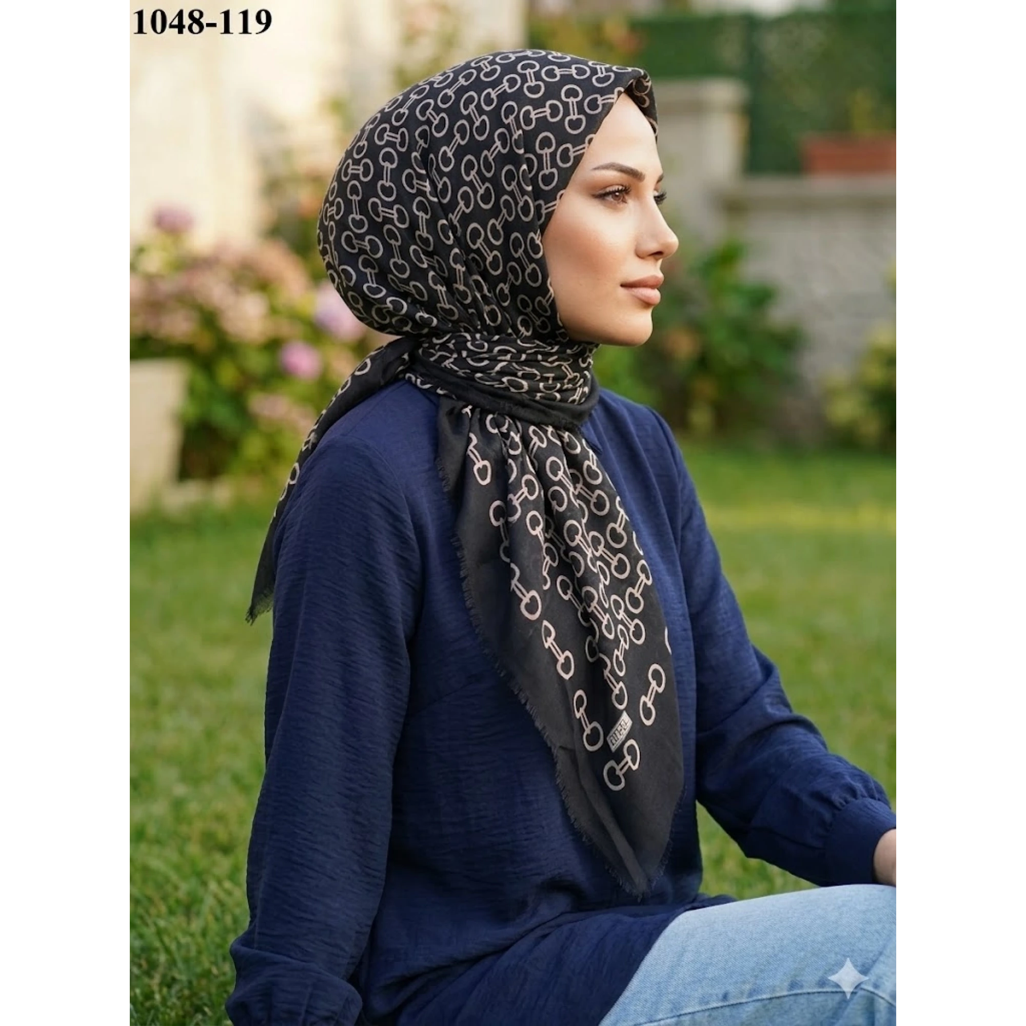 Eyfel Desenli Dimi Pamuk Eşarp 1048-119