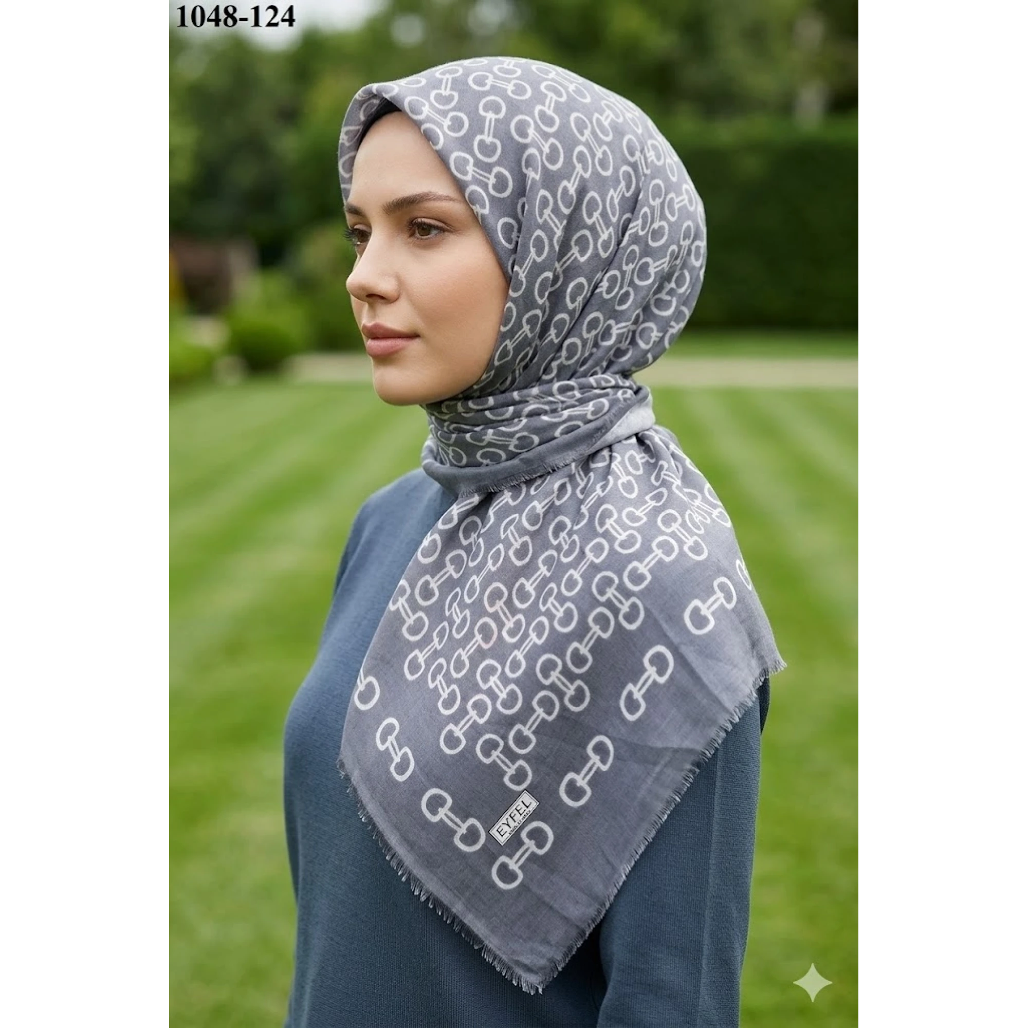 Eyfel Desenli Dimi Pamuk Eşarp 1048-124