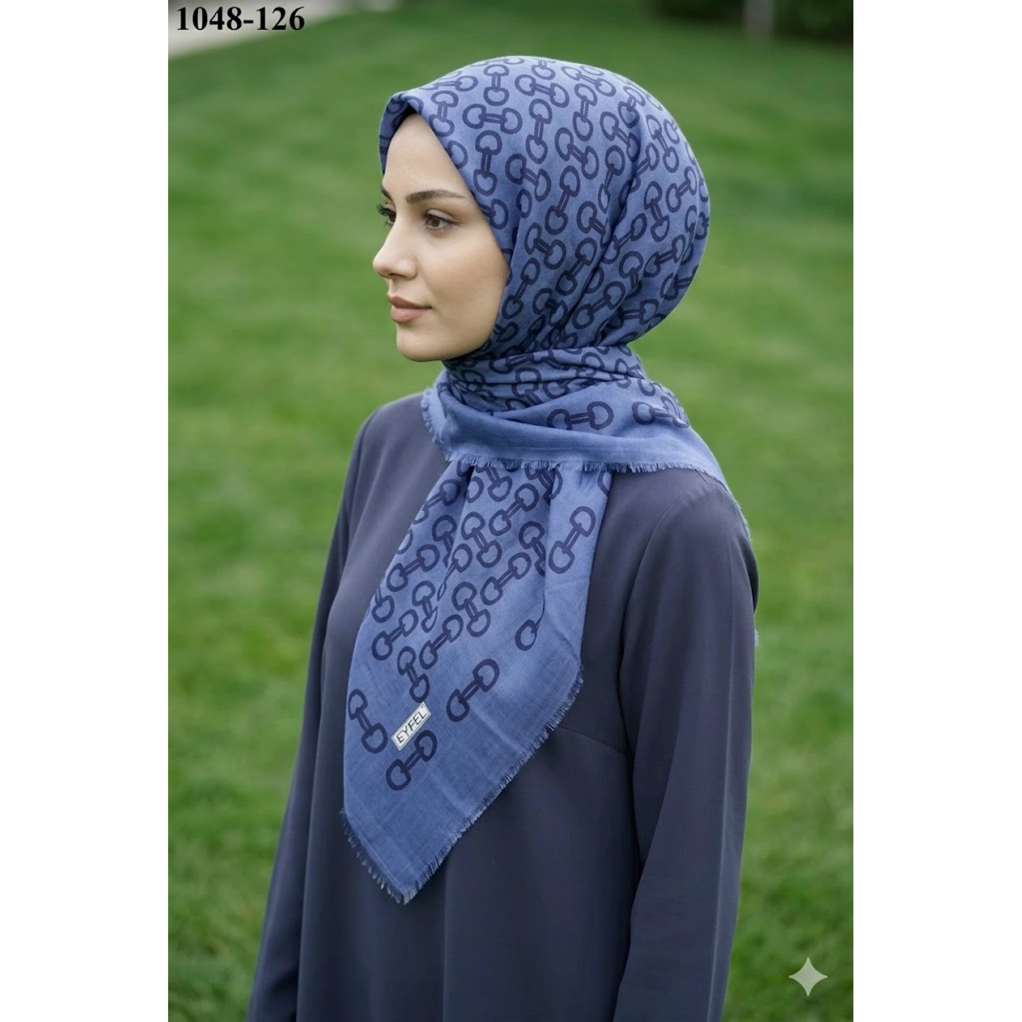 Eyfel Desenli Dimi Pamuk Eşarp 1048-126