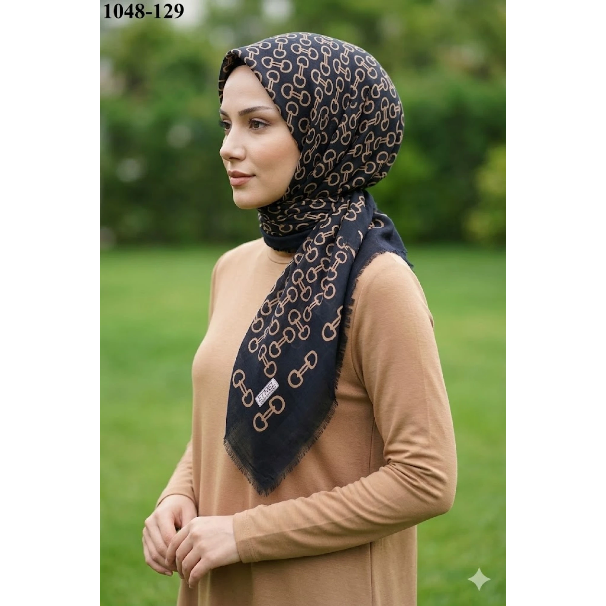 Eyfel Desenli Dimi Pamuk Eşarp 1048-129