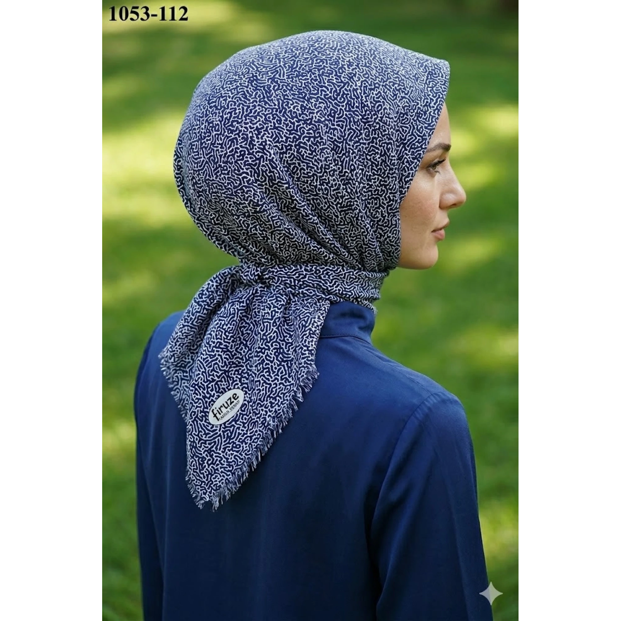 Firuze Desenli Dimi Pamuk Eşarp 1053-112