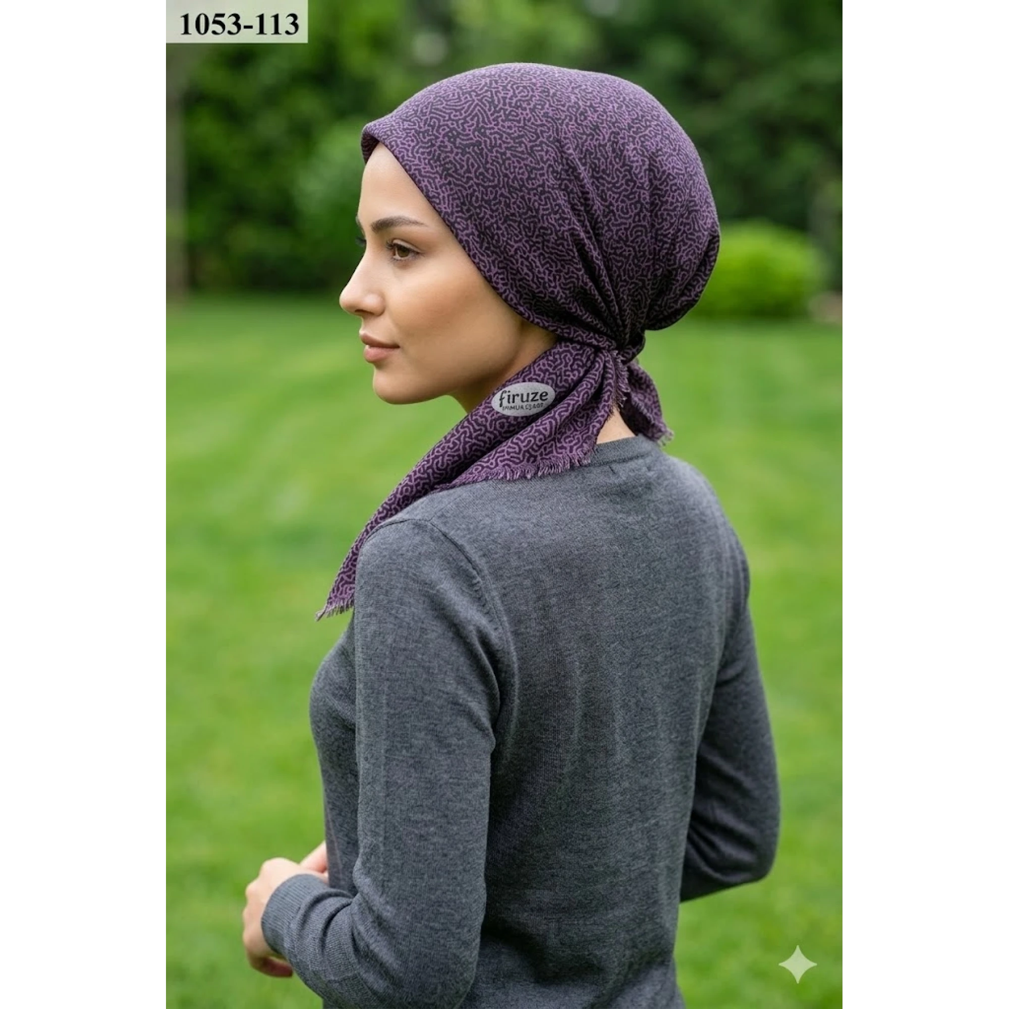 Firuze Desenli Dimi Pamuk Eşarp 1053-113