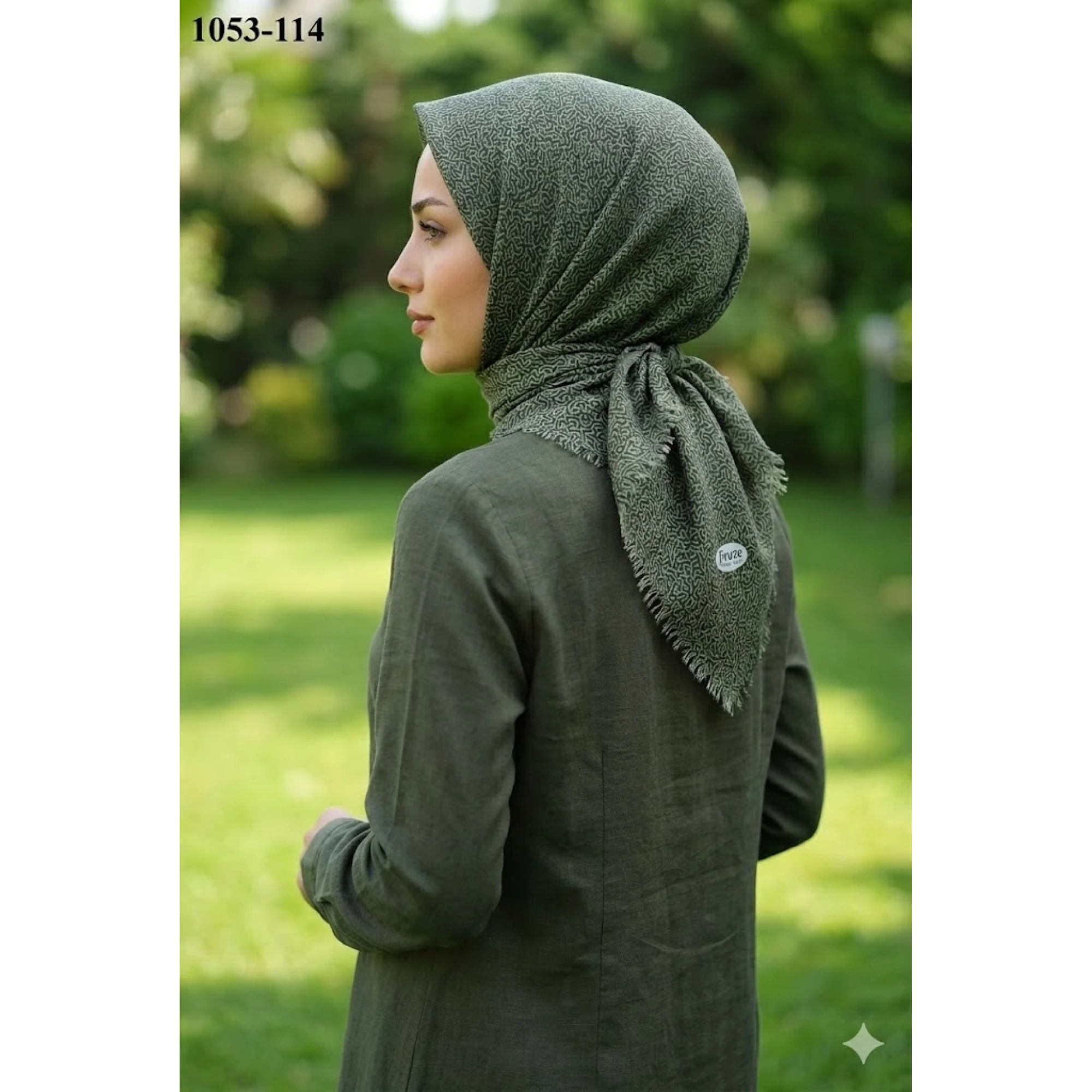 Firuze Desenli Dimi Pamuk Eşarp 1053-114