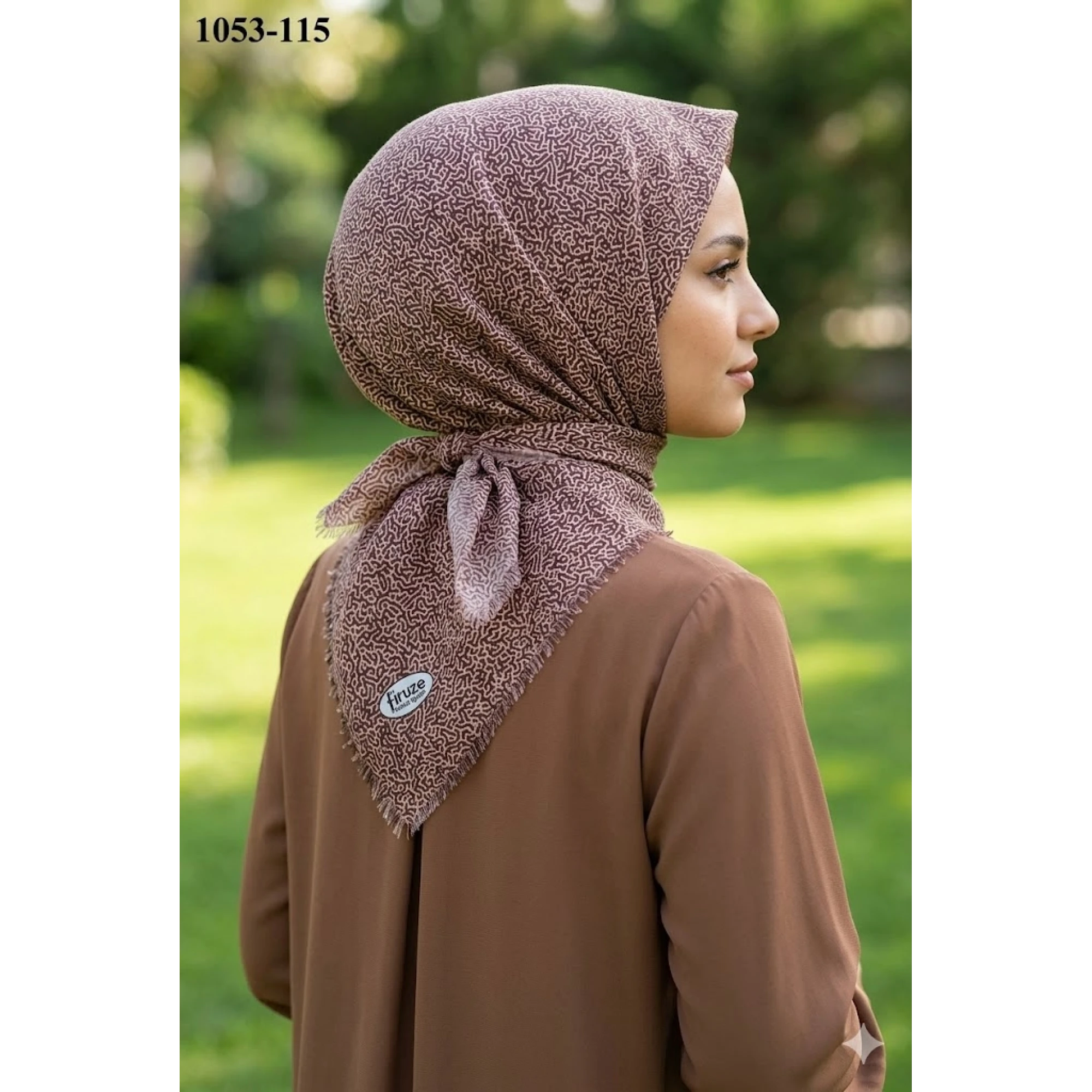 Firuze Desenli Dimi Pamuk Eşarp 1053-115