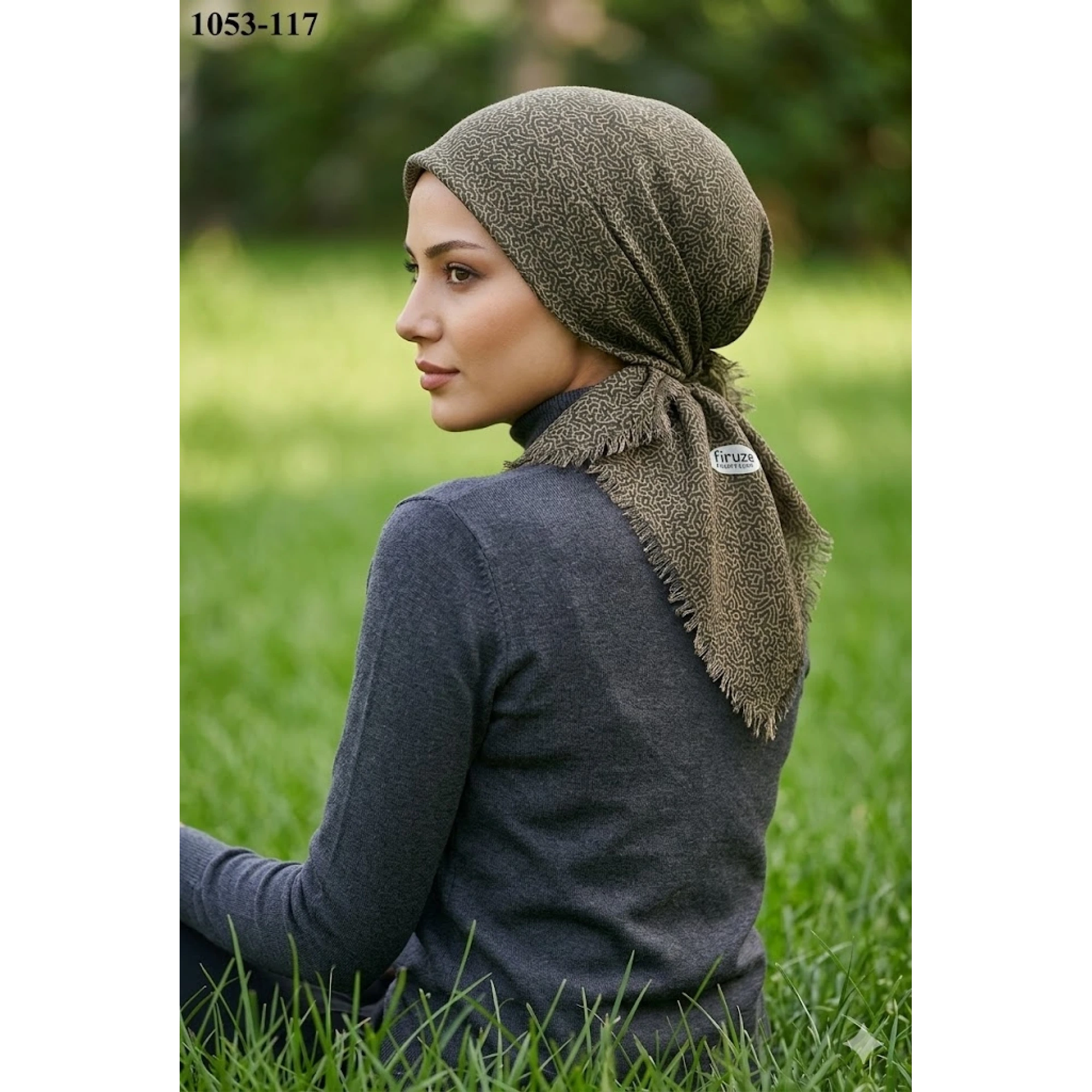 Firuze Desenli Dimi Pamuk Eşarp 1053-117