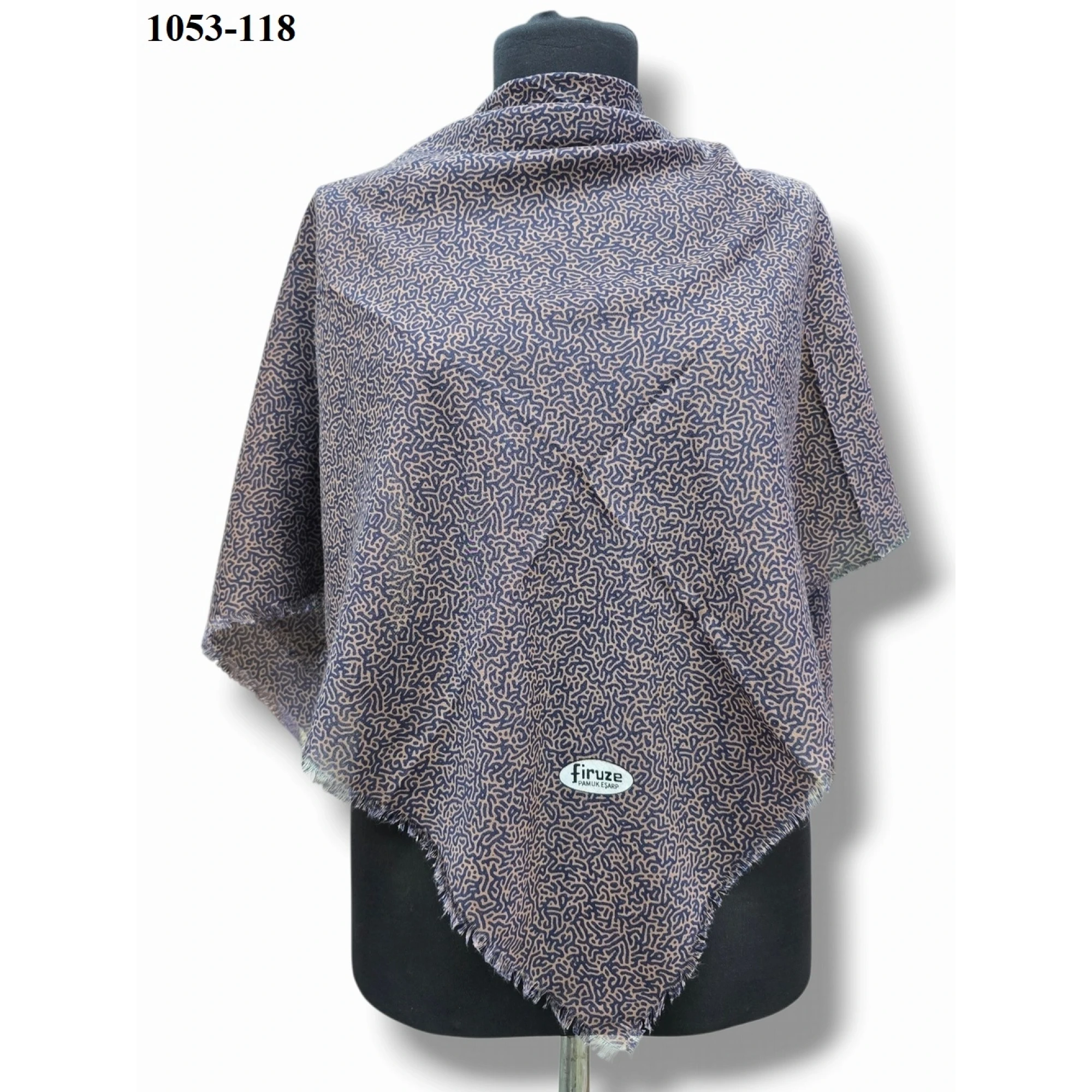 Firuze Desenli Dimi Pamuk Eşarp 1053-118