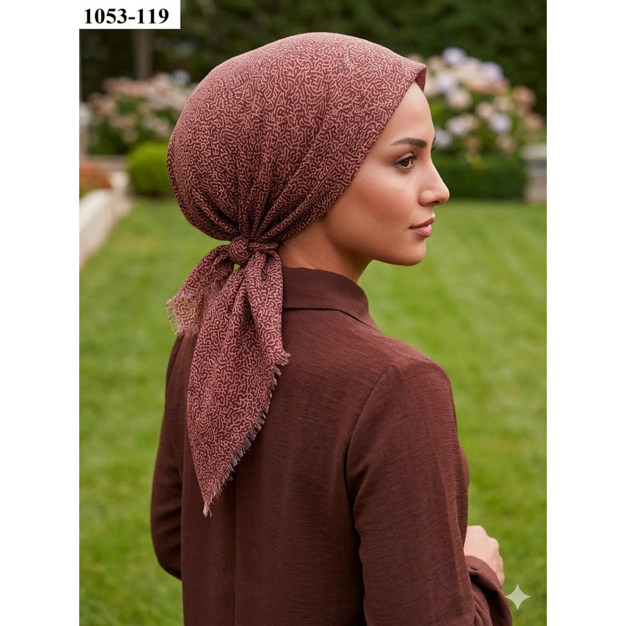 Firuze Desenli Dimi Pamuk Eşarp 1053-119