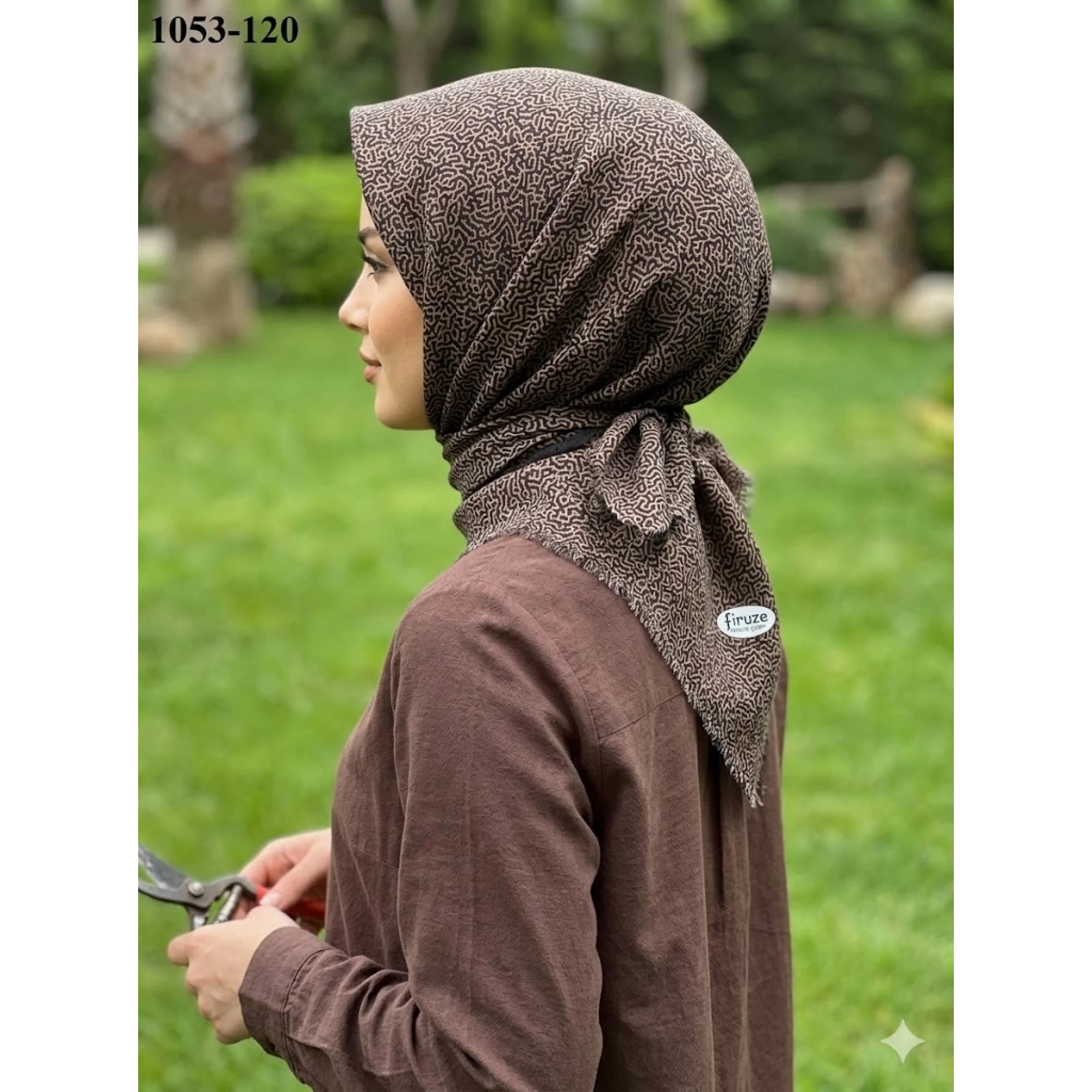 Firuze Desenli Dimi Pamuk Eşarp 1053-120