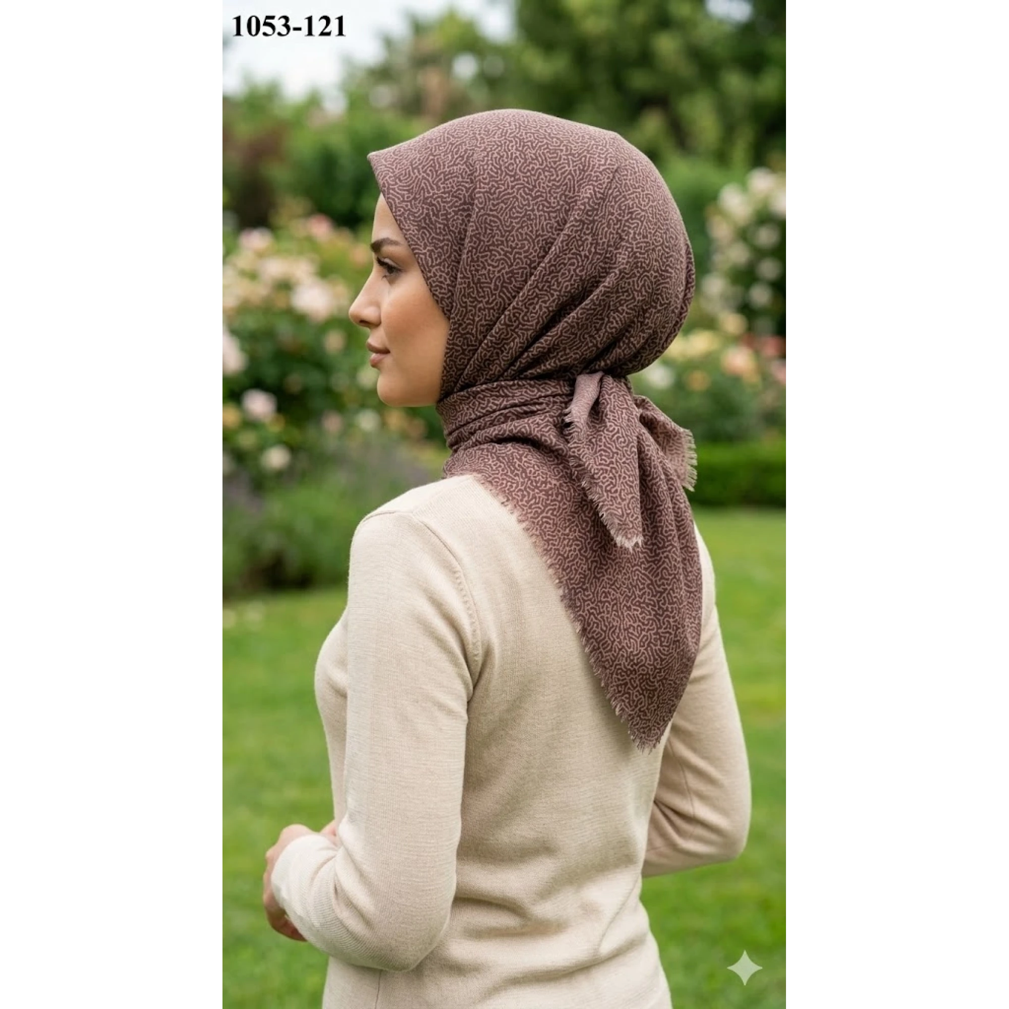 Firuze Desenli Dimi Pamuk Eşarp 1053-121