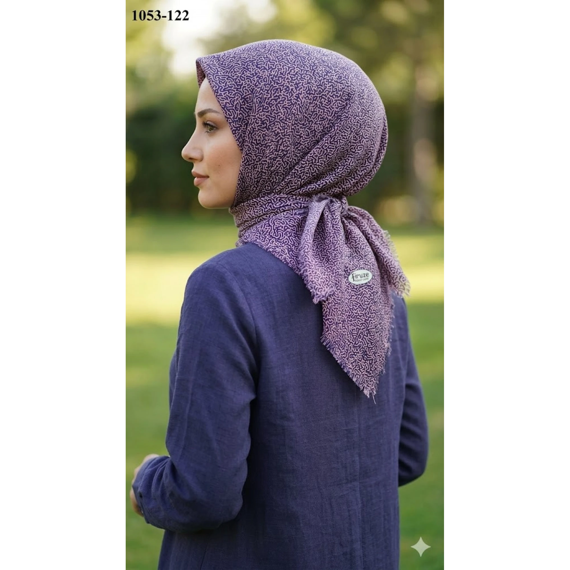 Firuze Desenli Dimi Pamuk Eşarp 1053-122