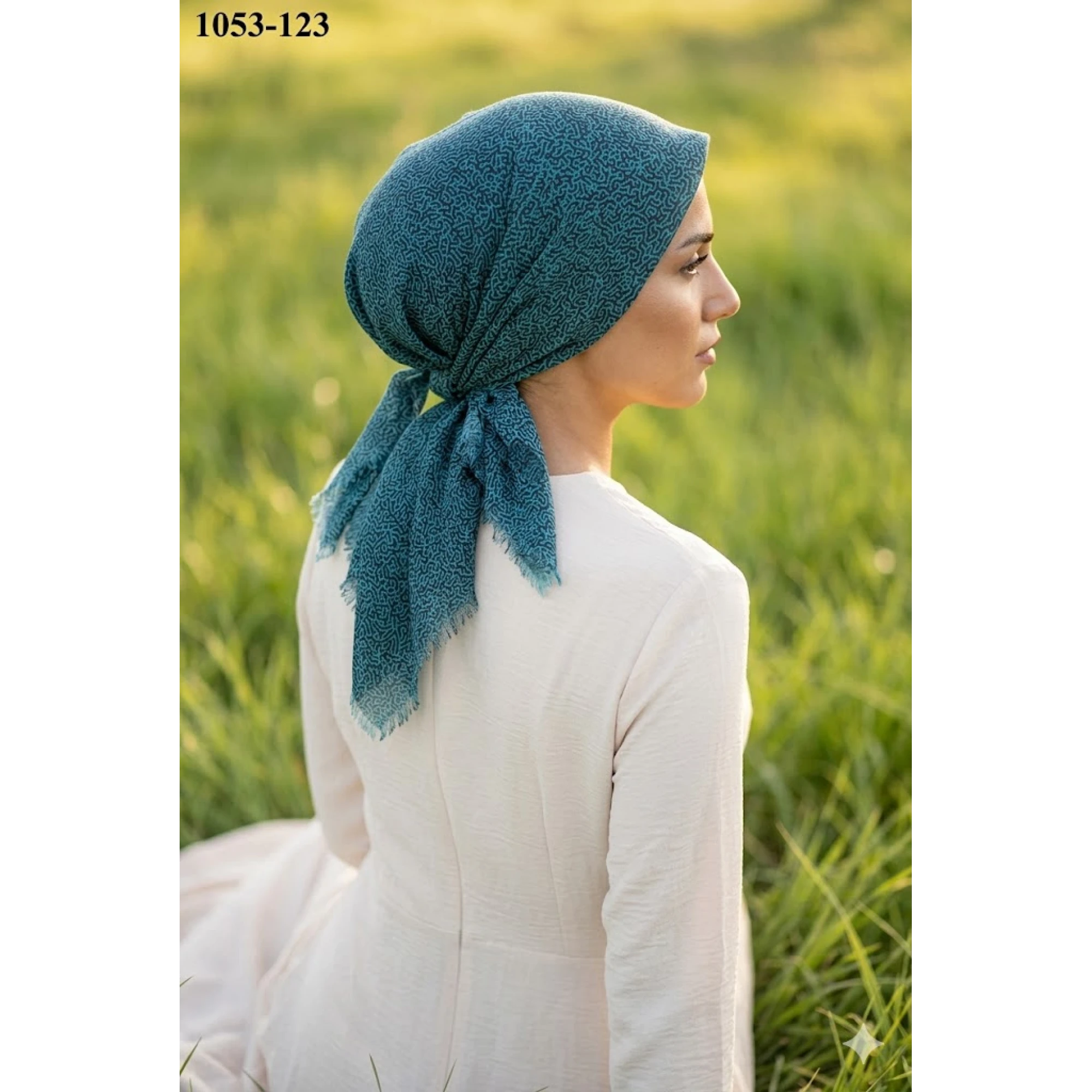 Firuze Desenli Dimi Pamuk Eşarp 1053-123