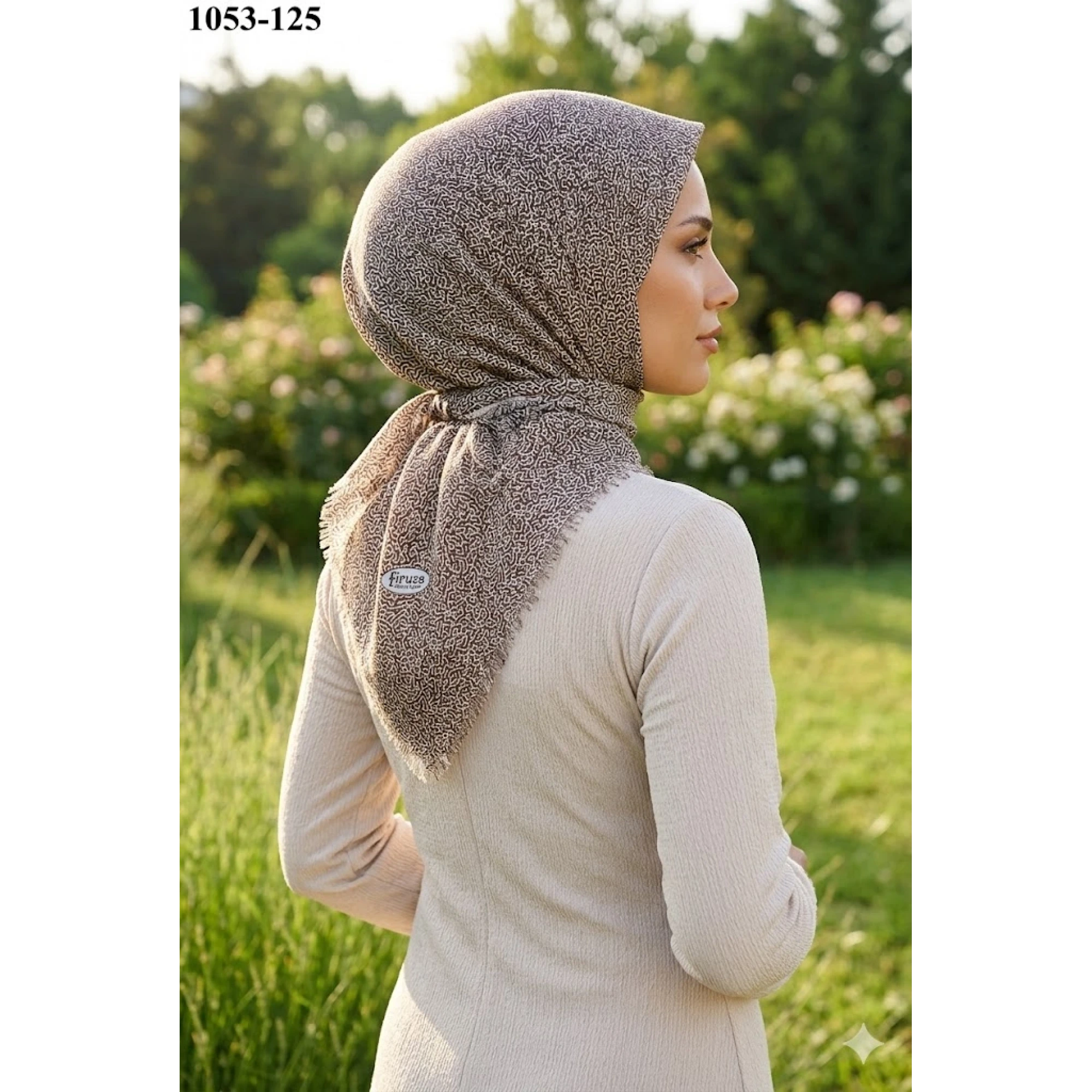 Firuze Desenli Dimi Pamuk Eşarp 1053-125