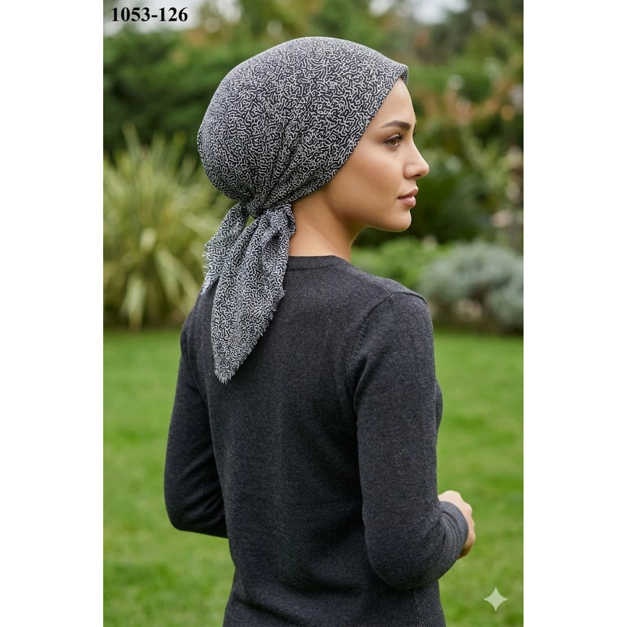 Firuze Desenli Dimi Pamuk Eşarp 1053-126