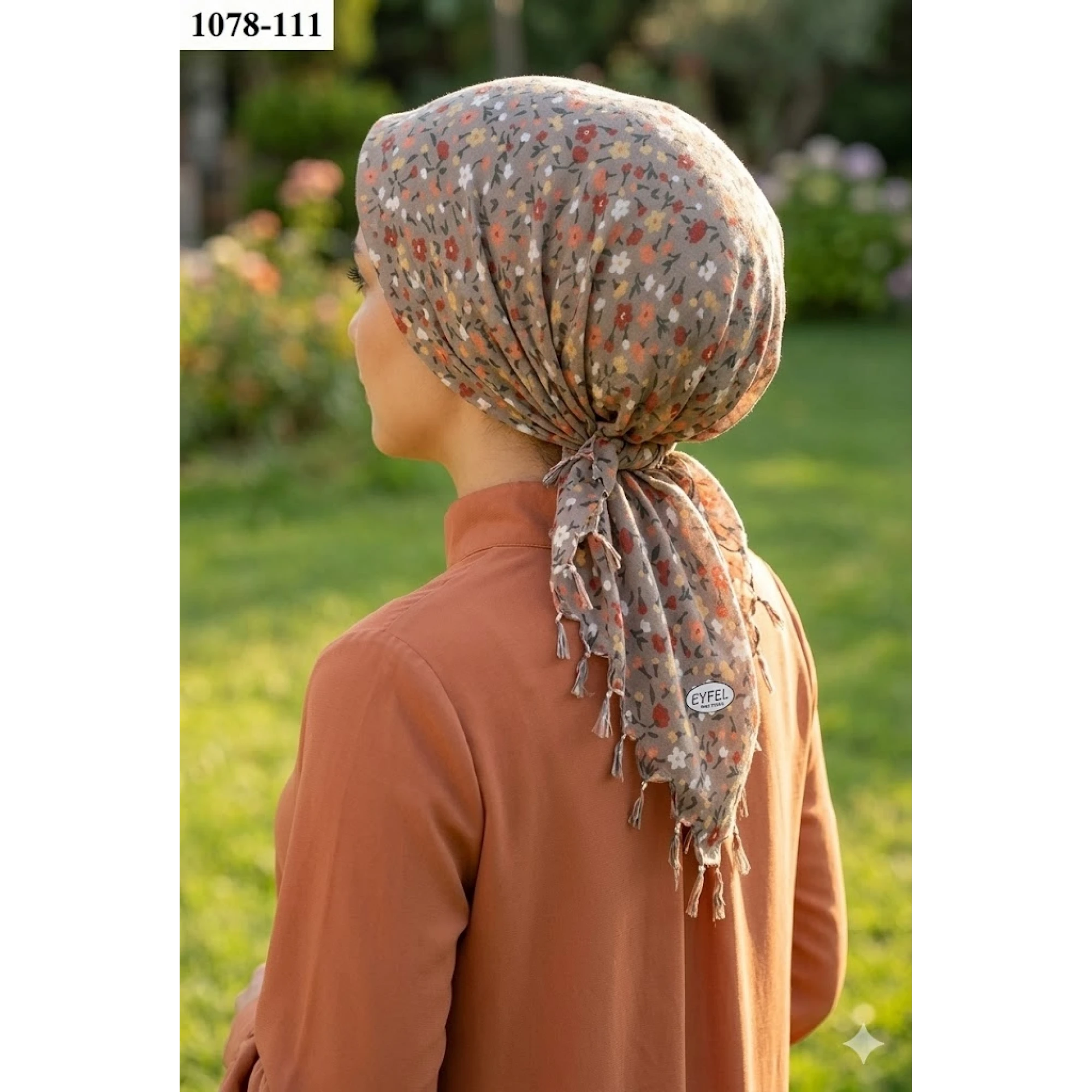 Eyfel Desenli Sökme Boncuklu Eşarp 1078-111