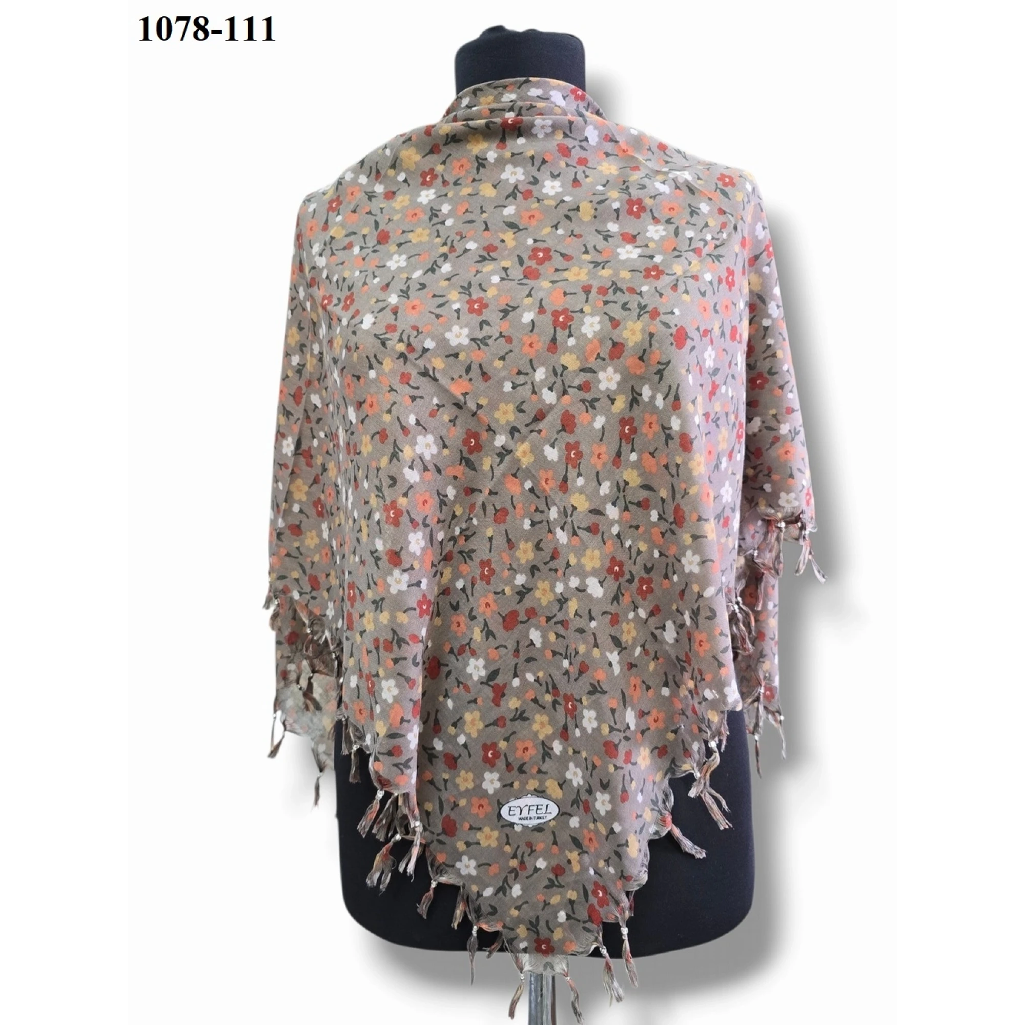 Eyfel Desenli Sökme Boncuklu Eşarp 1078-111