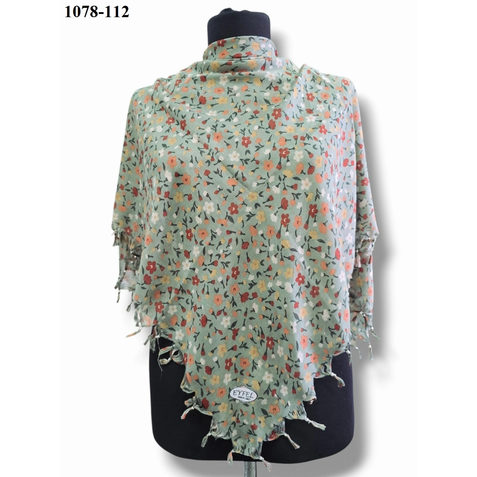 Eyfel Desenli Sökme Boncuklu Eşarp 1078-112