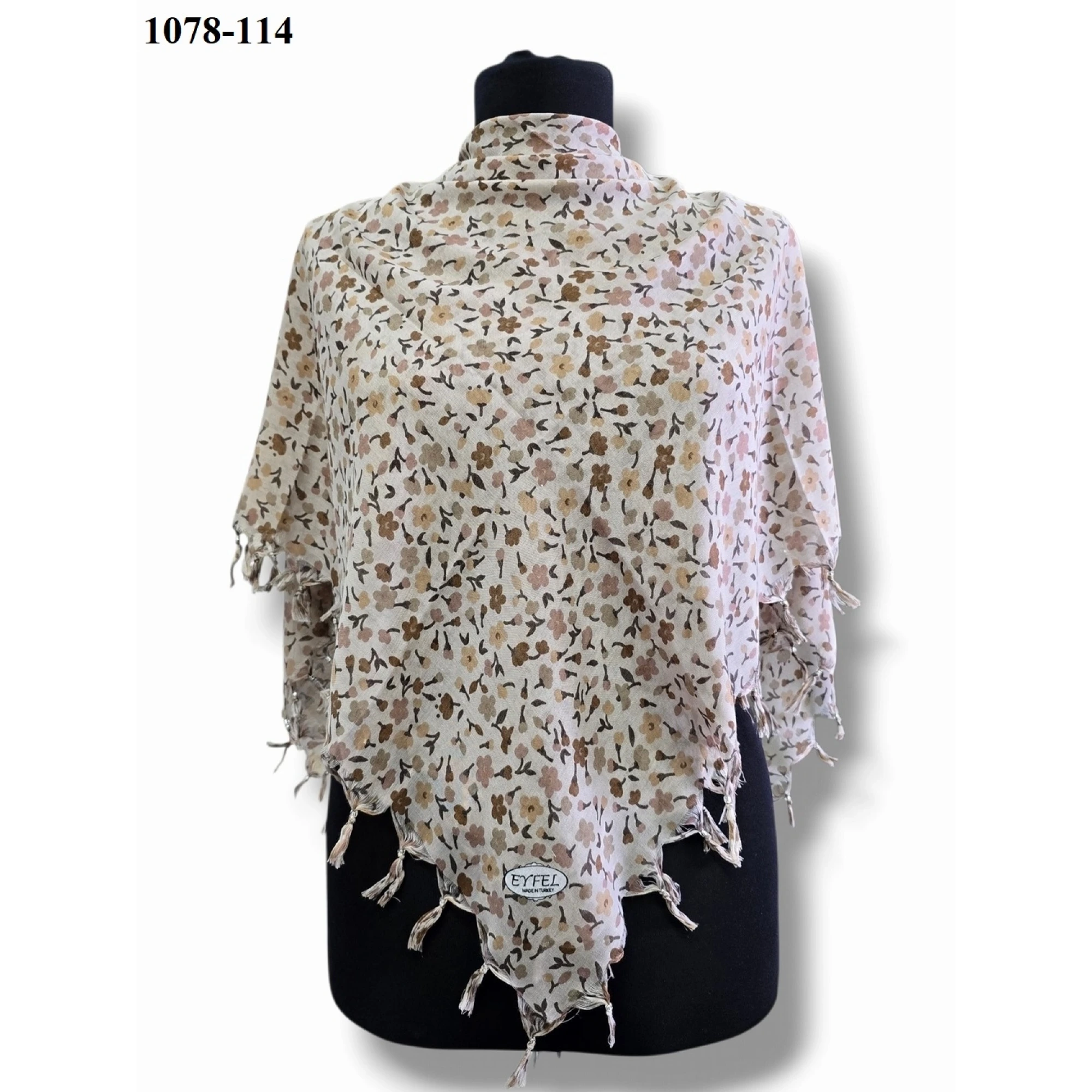 Eyfel Desenli Sökme Boncuklu Eşarp 1078-114