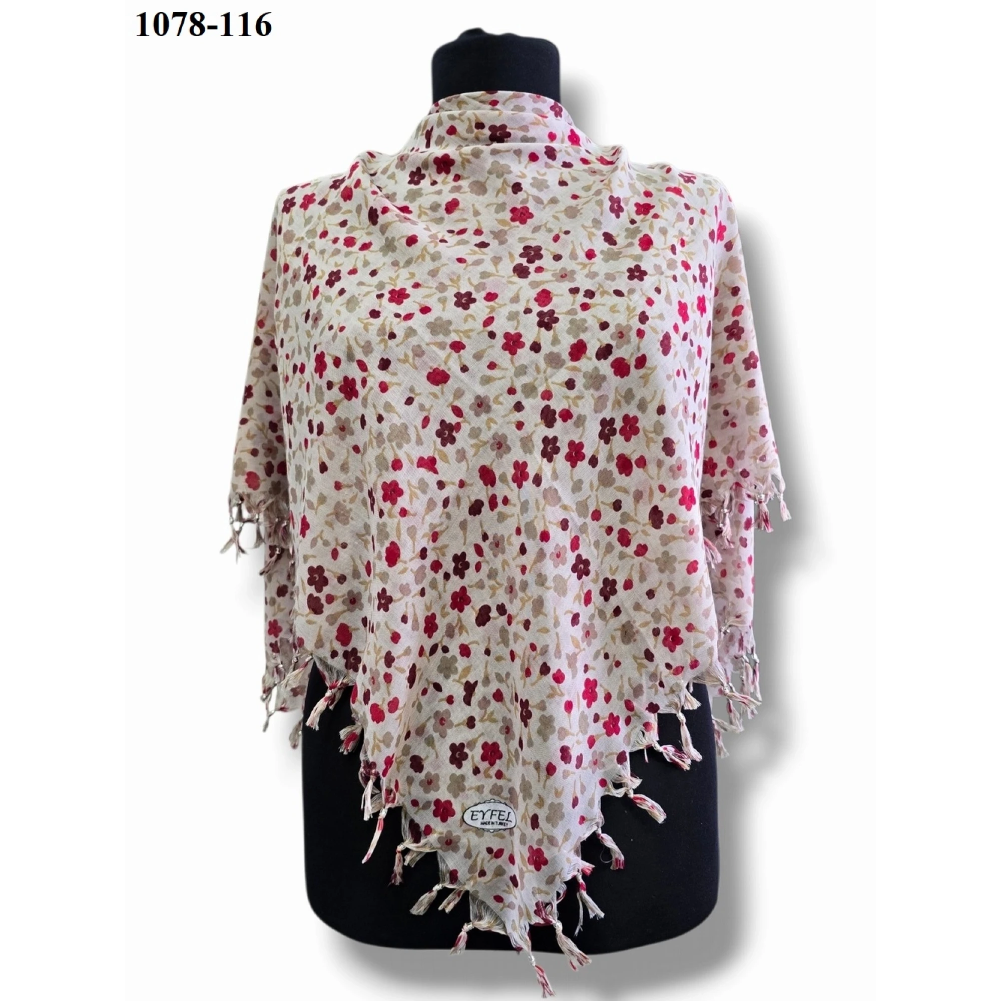 Eyfel Desenli Sökme Boncuklu Eşarp 1078-116