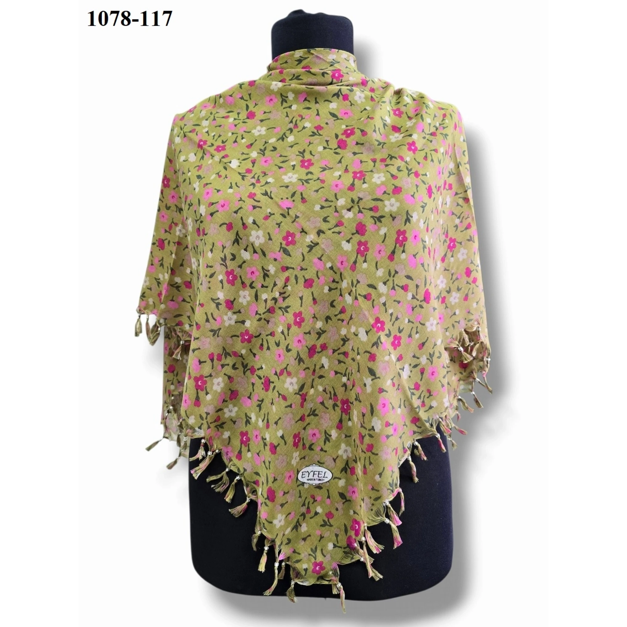 Eyfel Desenli Sökme Boncuklu Eşarp 1078-117