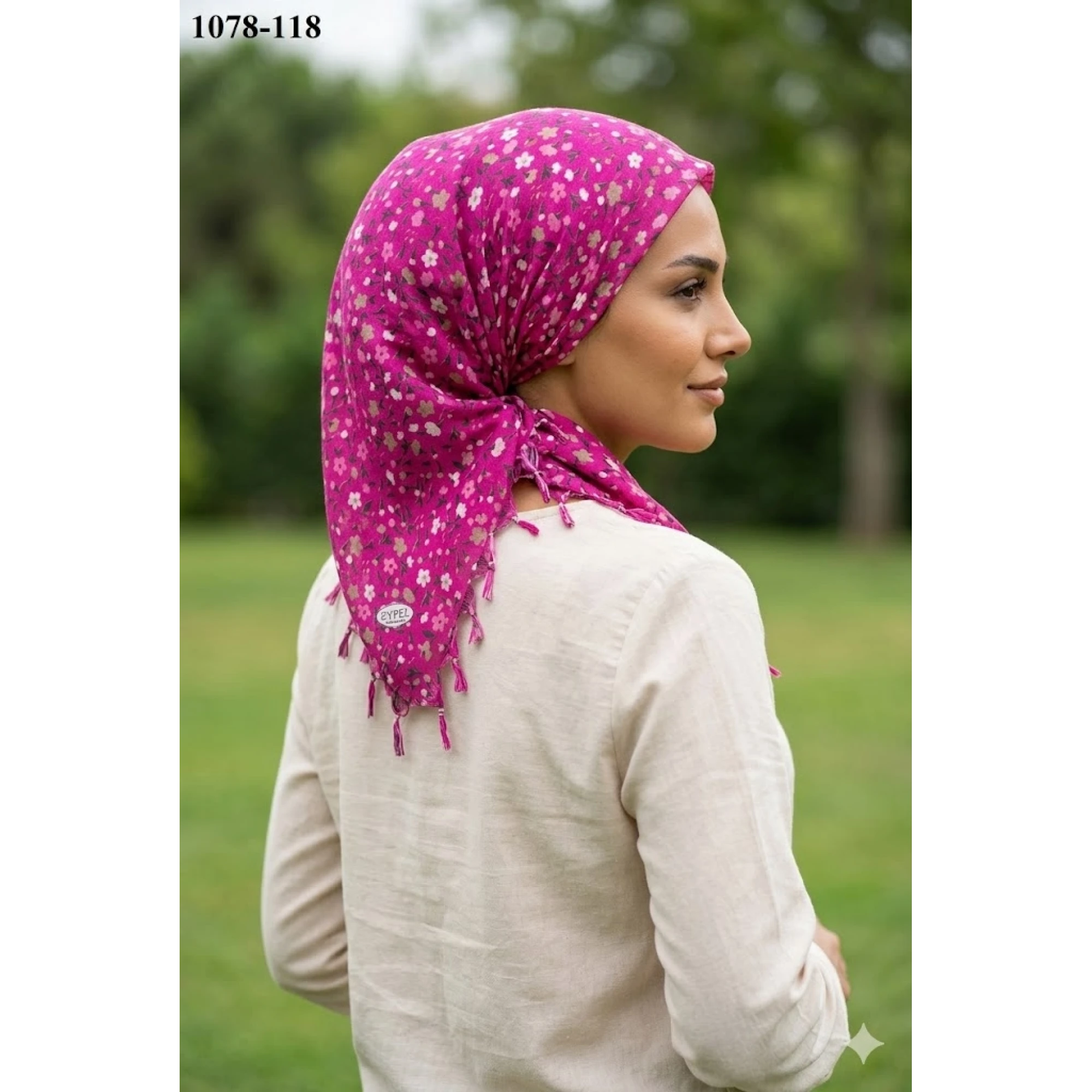 Eyfel Desenli Sökme Boncuklu Eşarp 1078-118