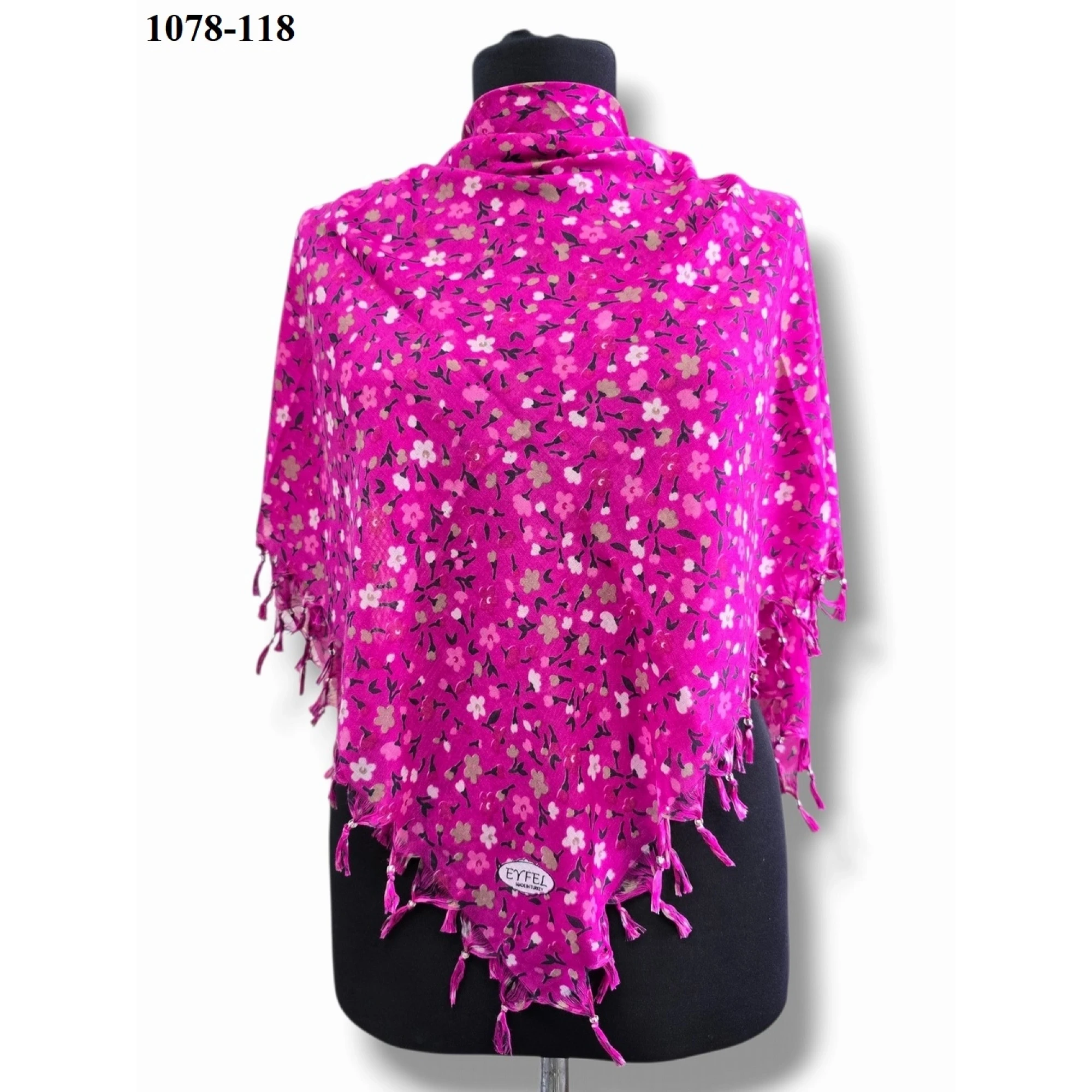Eyfel Desenli Sökme Boncuklu Eşarp 1078-118