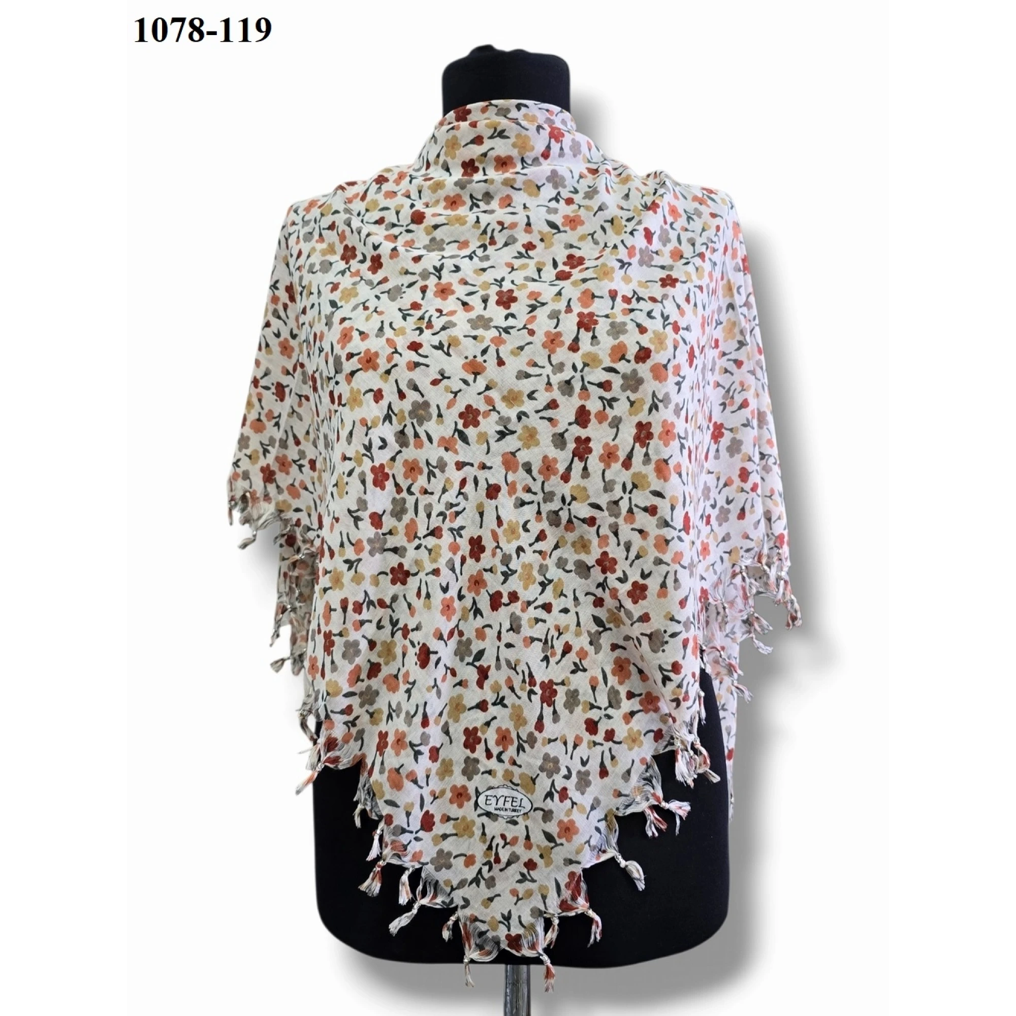 Eyfel Desenli Sökme Boncuklu Eşarp 1078-119
