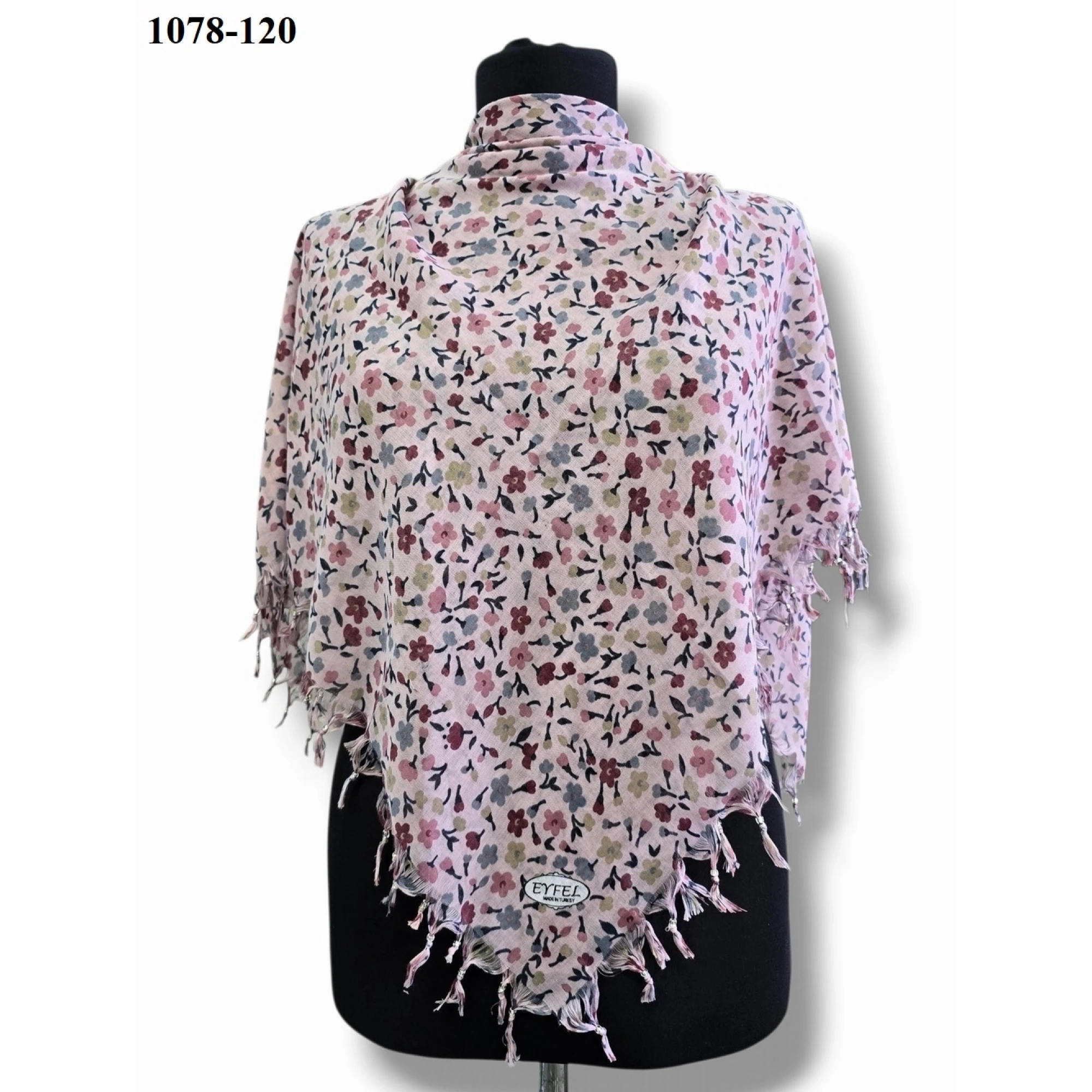 Eyfel Desenli Sökme Boncuklu Eşarp 1078-120