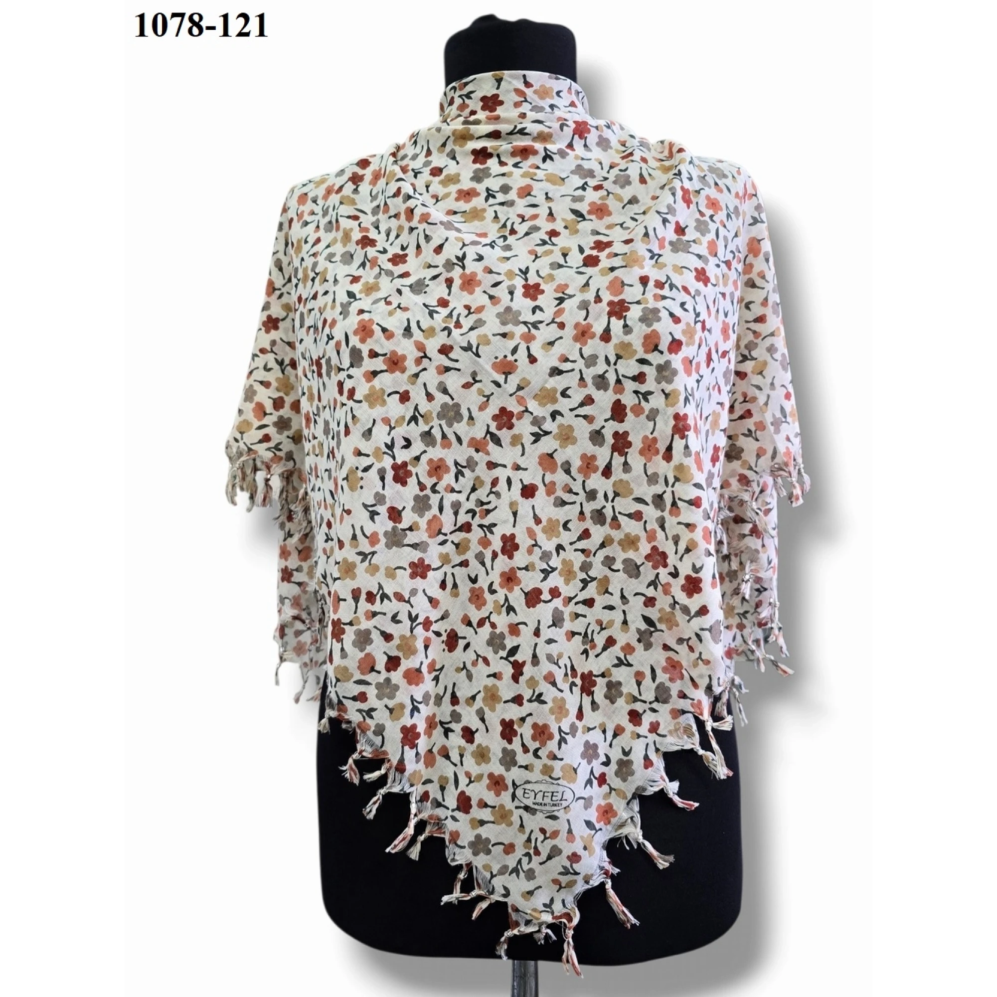 Eyfel Desenli Sökme Boncuklu Eşarp 1078-121