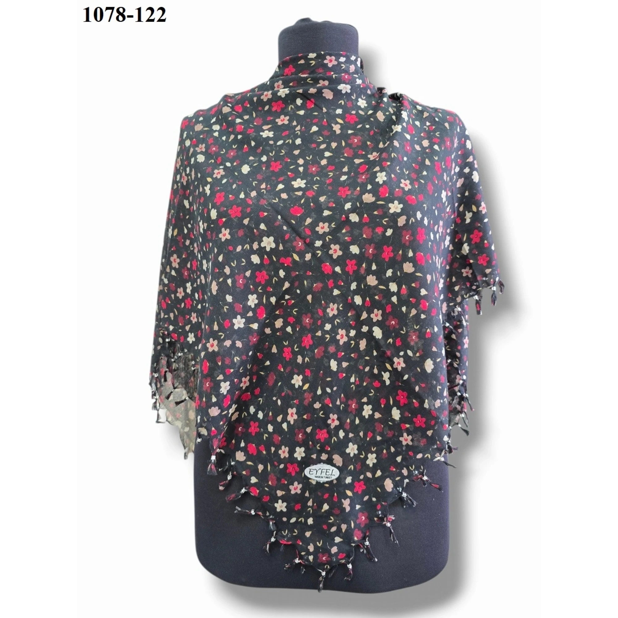 Eyfel Desenli Sökme Boncuklu Eşarp 1078-122