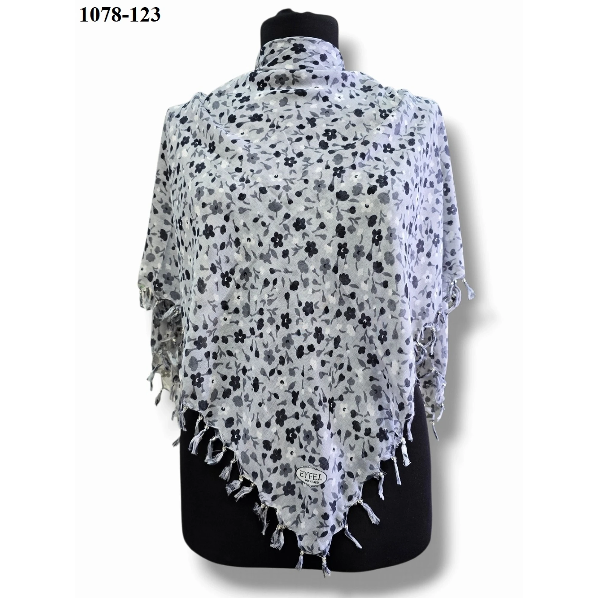 Eyfel Desenli Sökme Boncuklu Eşarp 1078-123