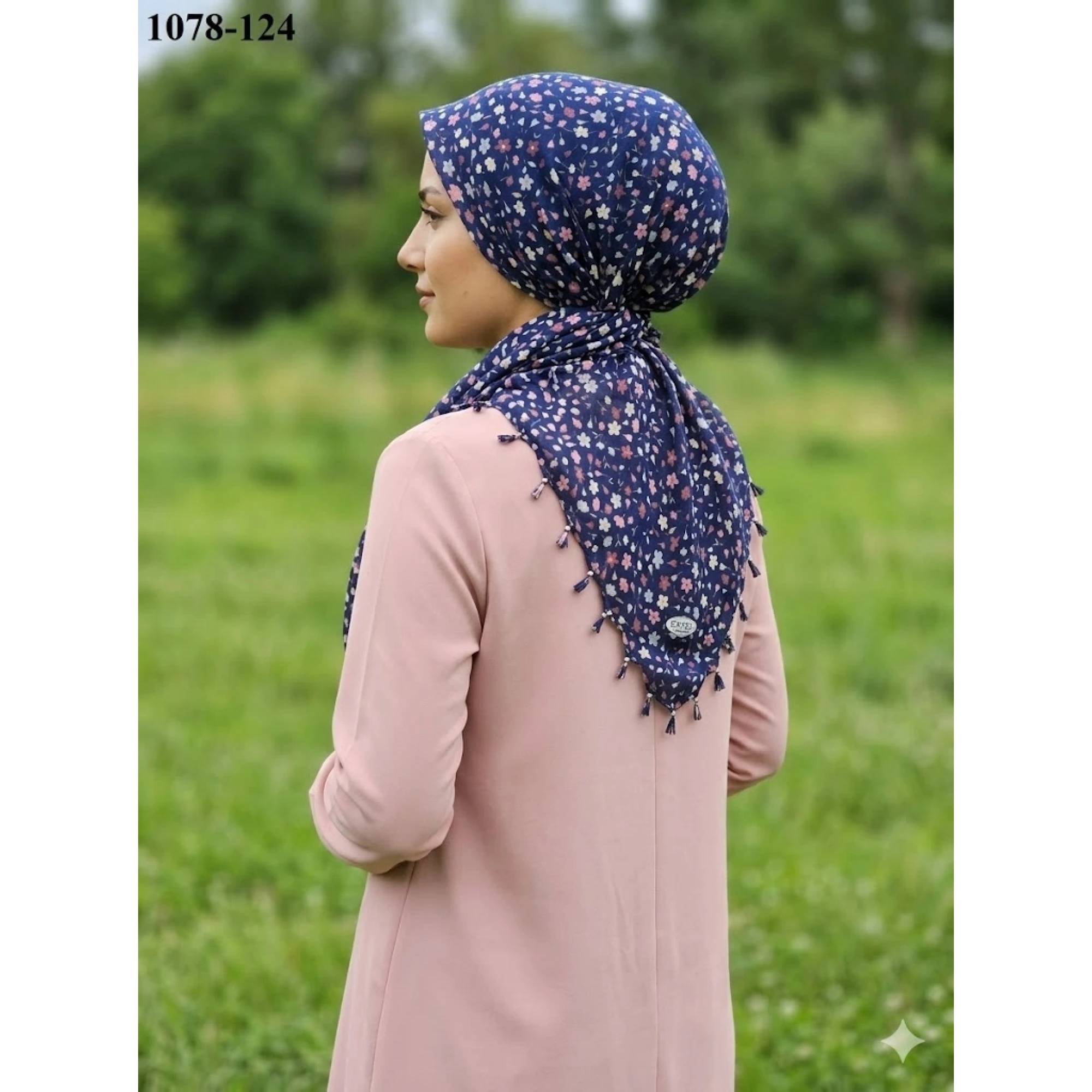 Eyfel Desenli Sökme Boncuklu Eşarp 1078-124