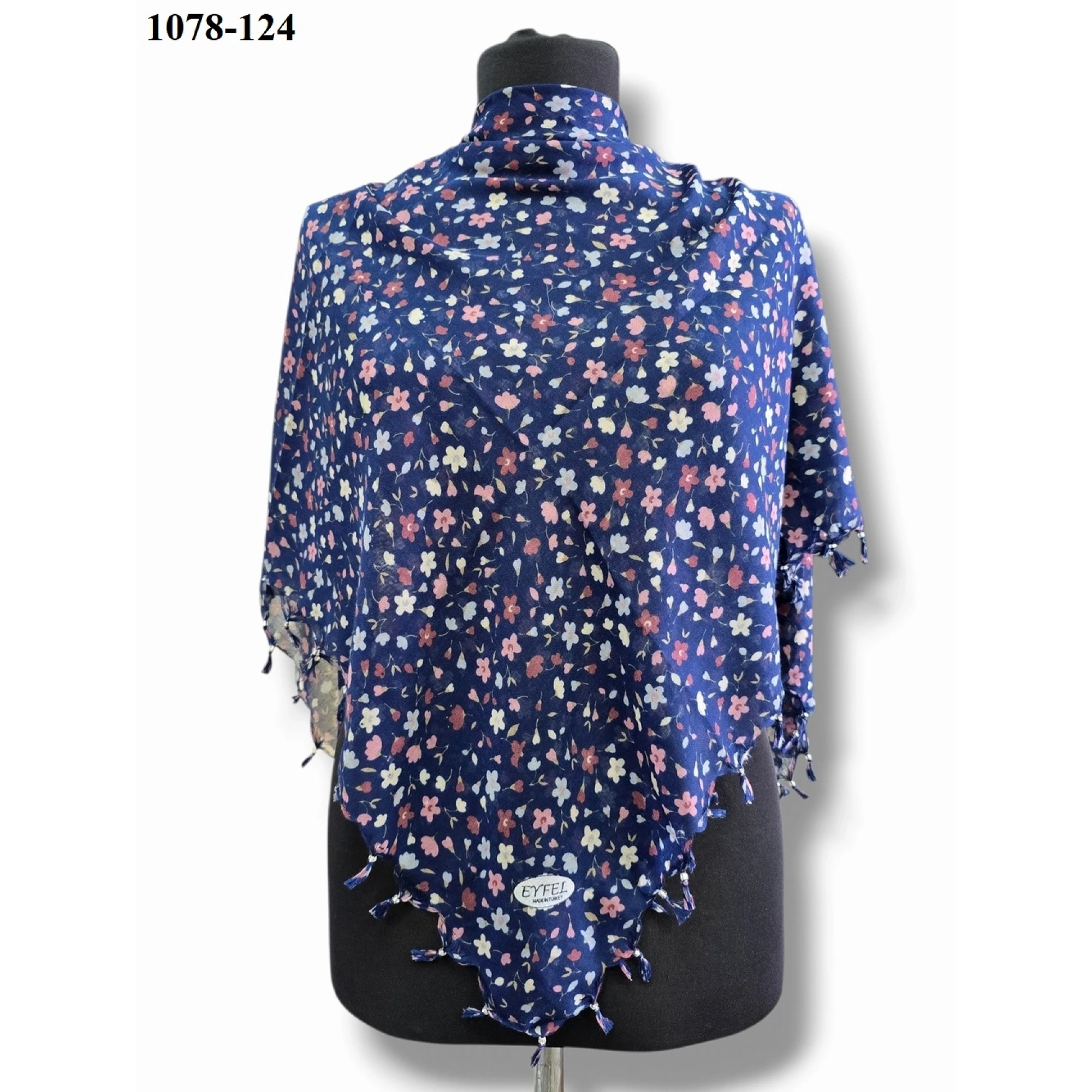 Eyfel Desenli Sökme Boncuklu Eşarp 1078-124